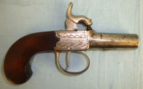 Mid 1800's English, .45" Bore, Percussion Pocket Pistol With Screw Off Barrel By Holbeach Blinthorn.