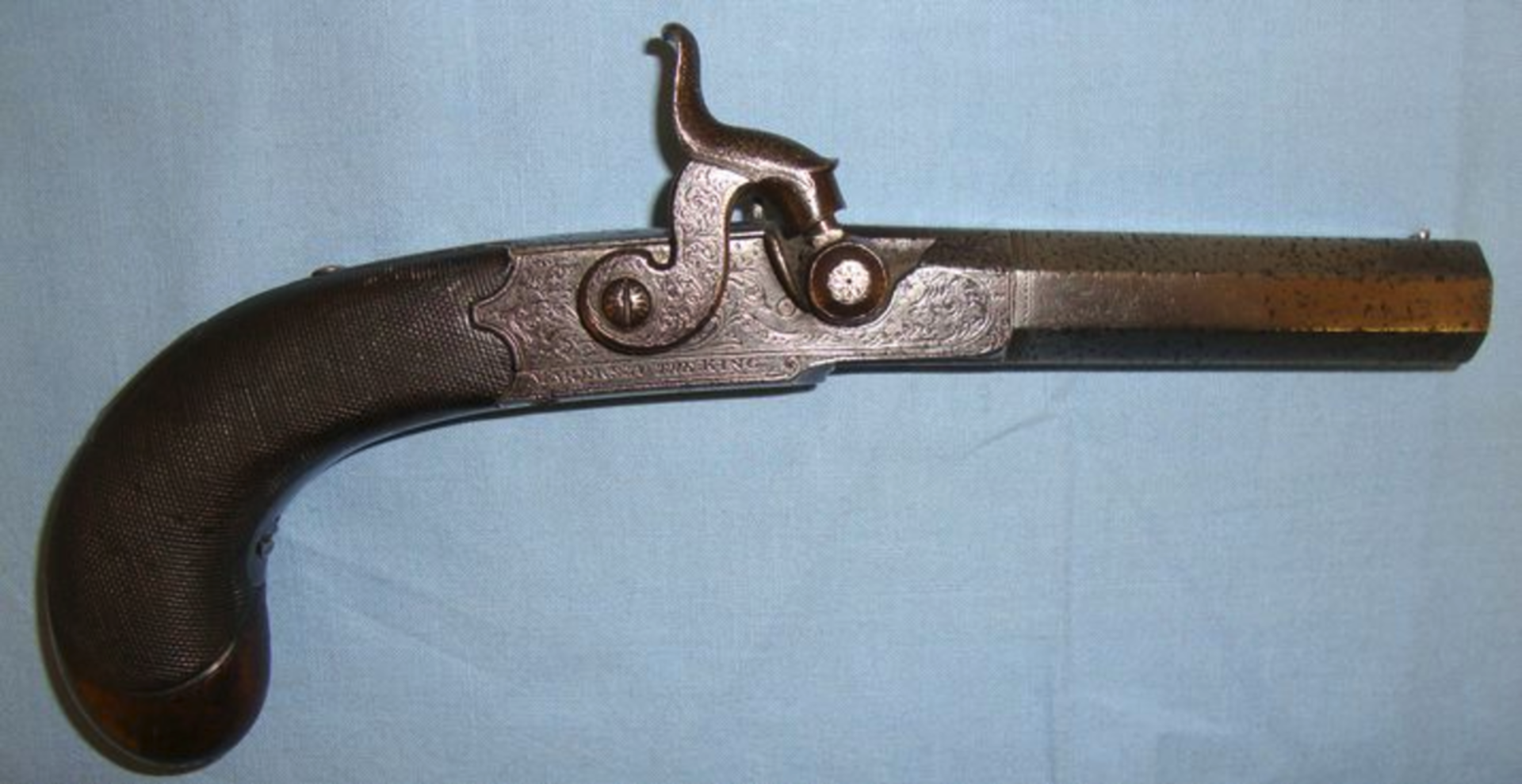 1823-1854 .50Ó Bore Percussion Traveling Pistol By Ezekiel Baker & Son London Gun Makers To The King