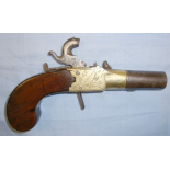 1795-1832 English, .44" Bore, Brass Framed Percussion Pocket Pistol With Screw Off Barrel