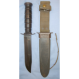 WW2 U.S. Navy MK 2 Fighting Knife By Camillus & MK 2 Scabbard By B.M. Co / Victory Plastics.