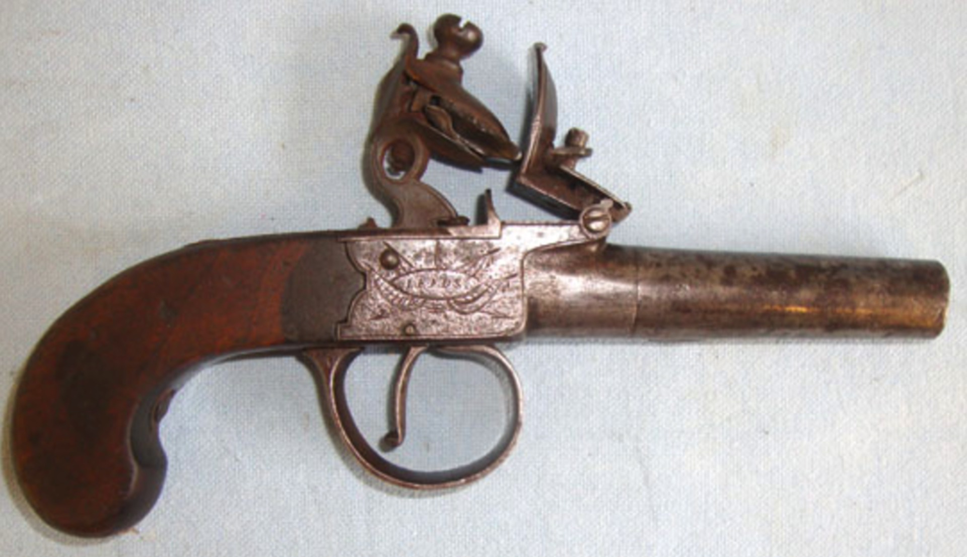 C1820 John & William Calvert, Leeds, Yorkshire .401 Bore Flintlock Pocket Pistol
