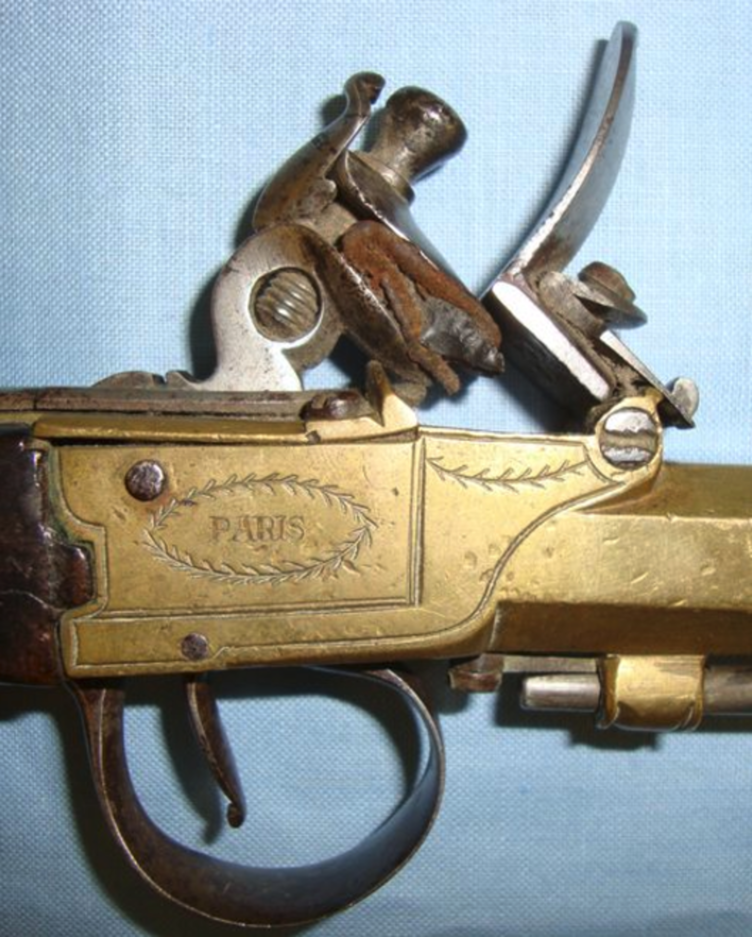 C1800 French, Brass Octagonal Barrel & Frame Flintlock .32 Bore Pocket Pistol By Mathe Paris - Image 3 of 3