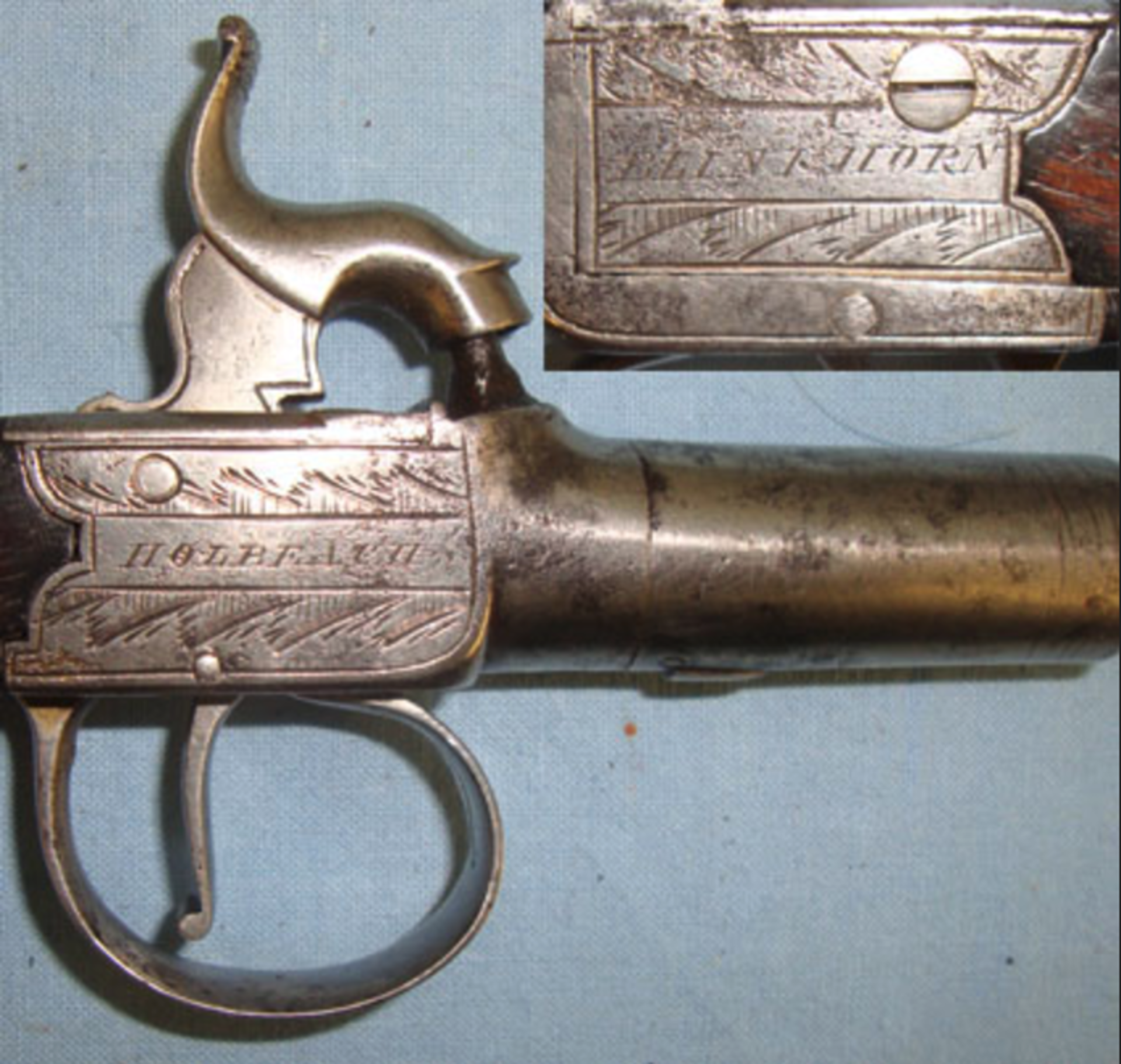 Mid 1800's English, .45" Bore, Percussion Pocket Pistol With Screw Off Barrel By Holbeach Blinthorn. - Image 3 of 3