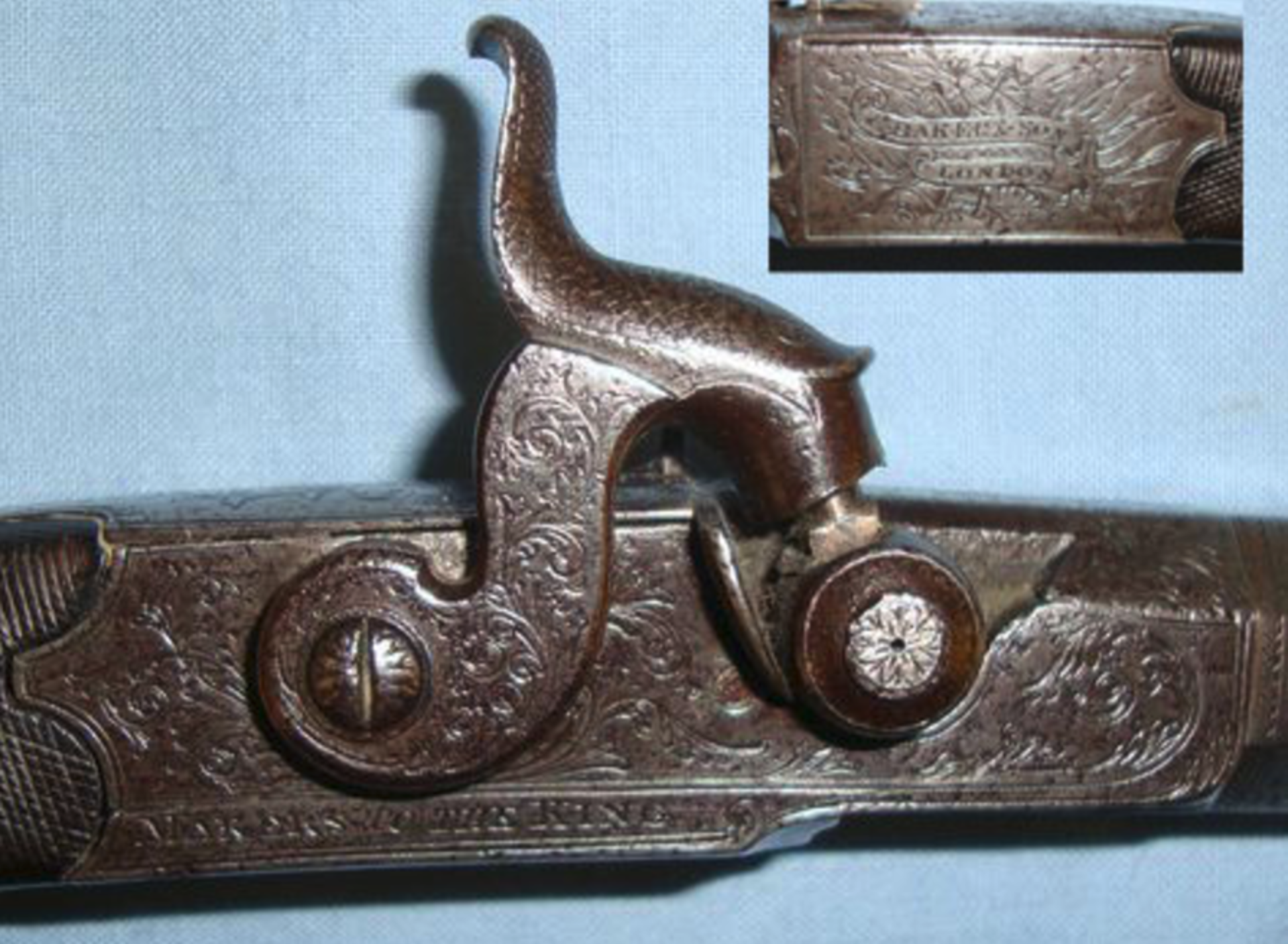 1823-1854 .50Ó Bore Percussion Traveling Pistol By Ezekiel Baker & Son London Gun Makers To The King - Image 3 of 3