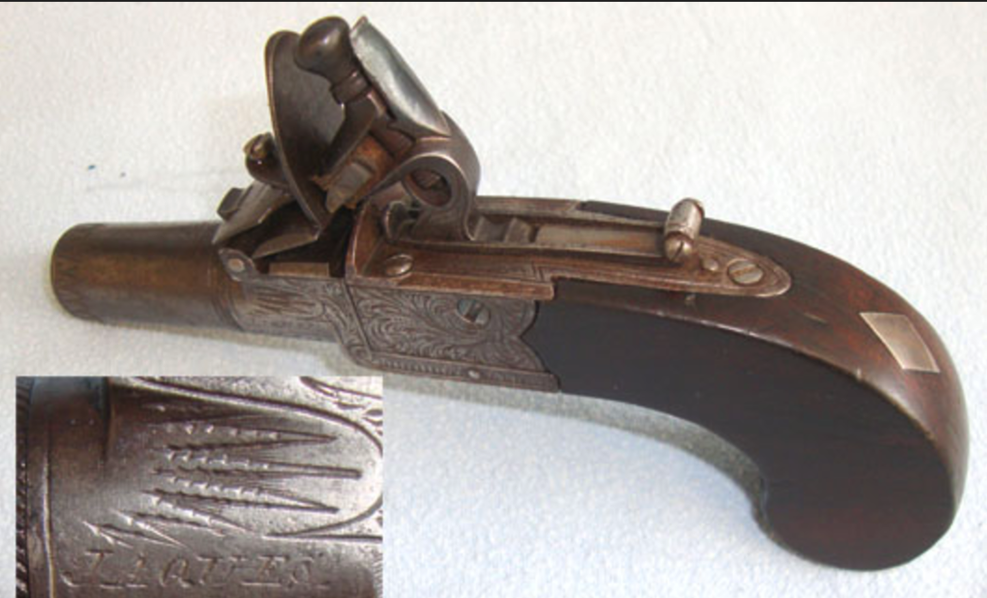 C1800 English Thomas Jaques London .46Ó Bore Flintlock Pocket Pistol With Screw Off Barrel - Image 3 of 3