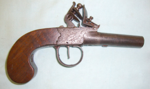 C 1840 Flintlock Pocket Pistol By L.R. Evans Of London.