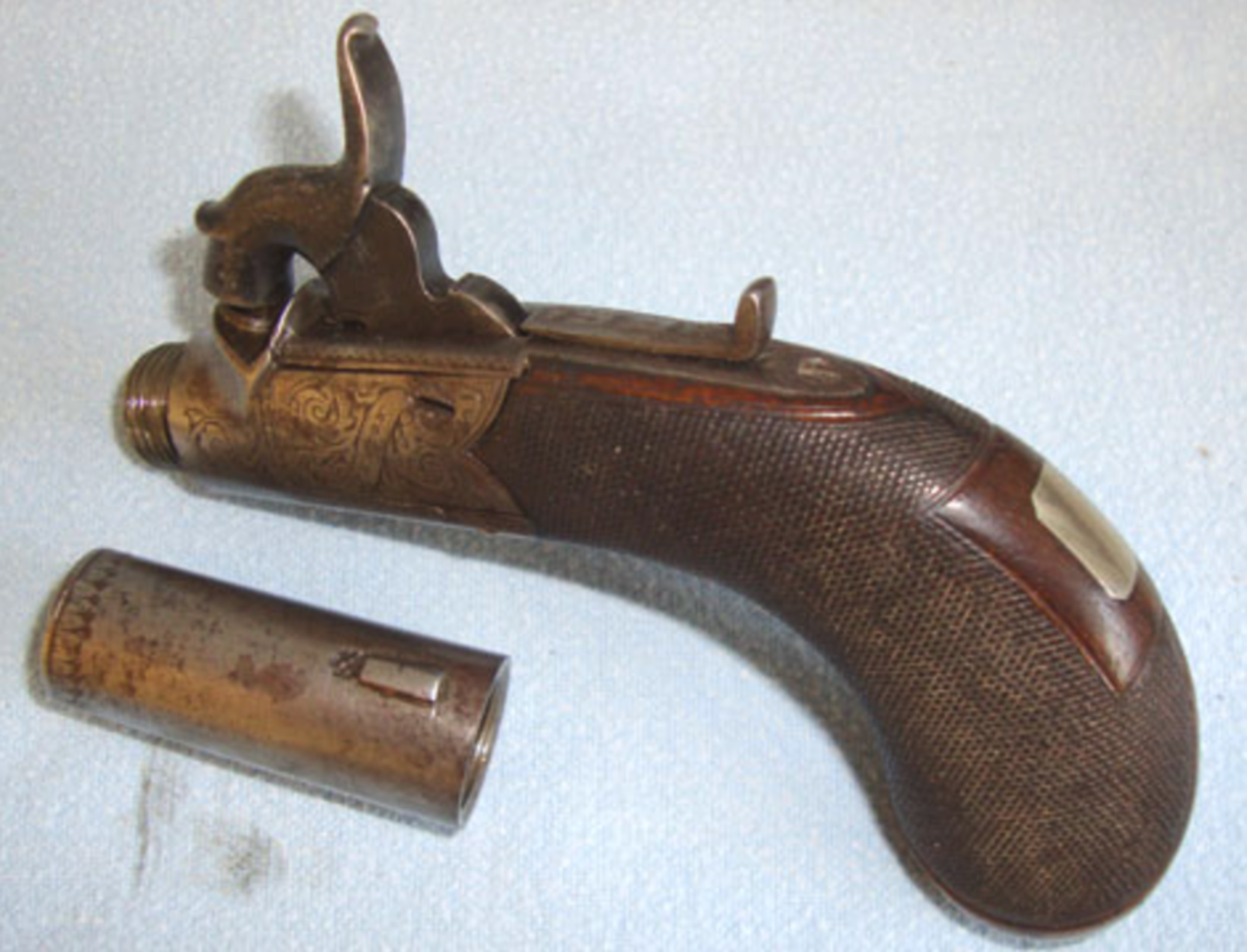 1792-1815 English .43" Bore Percussion Pocket Pistol With Screw Off Barrel & Concealed Trigger - Image 2 of 3