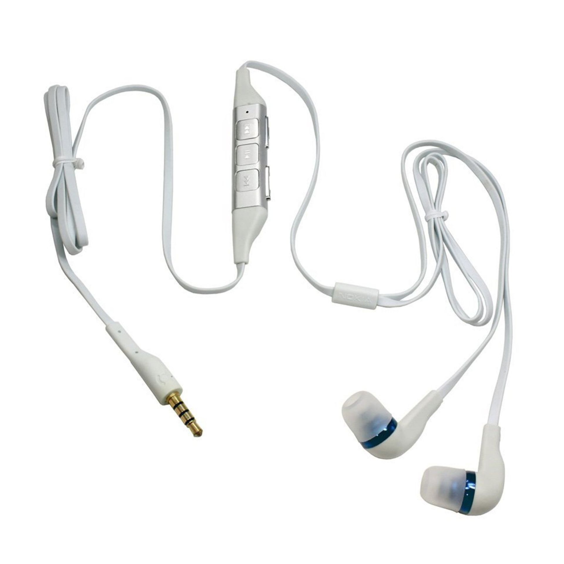 Lot of 50 Units-Nokia WH-701 Wired Stereo Music Headset (White) - Bulk Packed