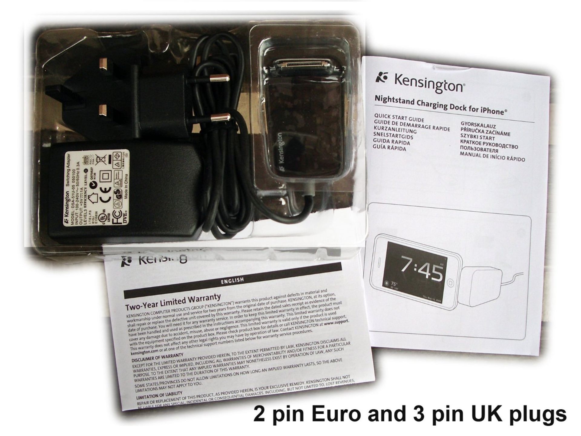 Lot of 100 Units-Kensington K39258EU Bedside Desktop Nightstand Charging Dock UK and EU plug - Image 2 of 2