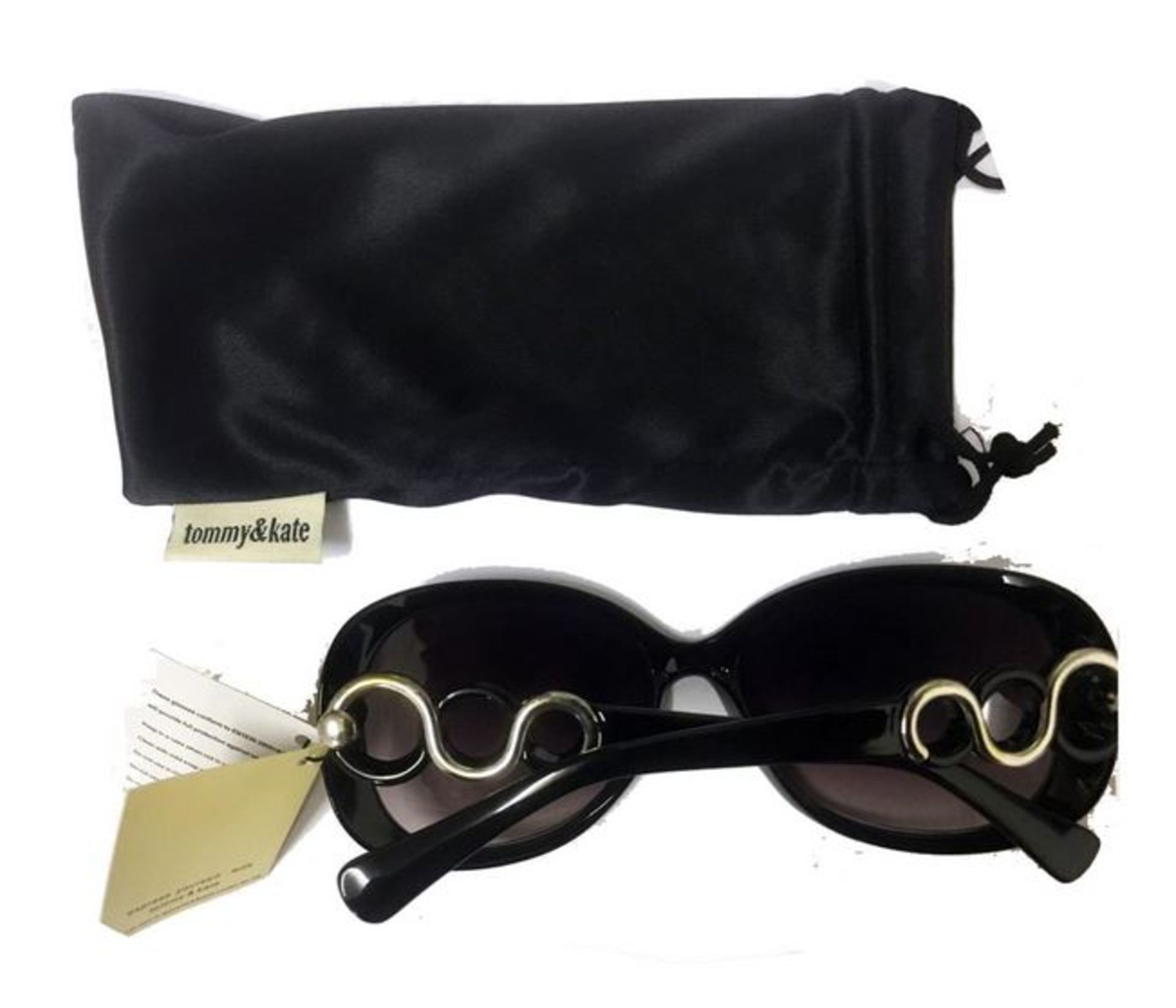 Lot of 200 Units-Tommy and Kate Decorative Arm Ladies Sunglasses in Bag - Black - RS151808