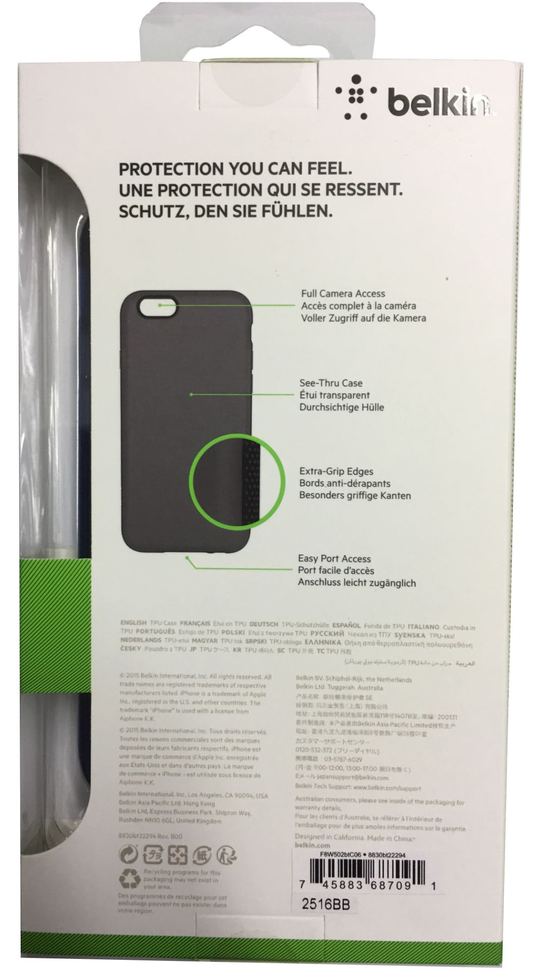 Lot of 40 Units-Belkin iPhone 6 Tectured Grip Slim Case - F8W502btC06 - Translucent / Blue