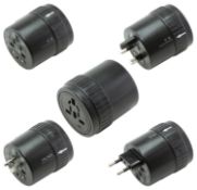 Lot of 48 Units-Kit Universal World Portable Travel Adapter for UK/EU/US and AUS - Black