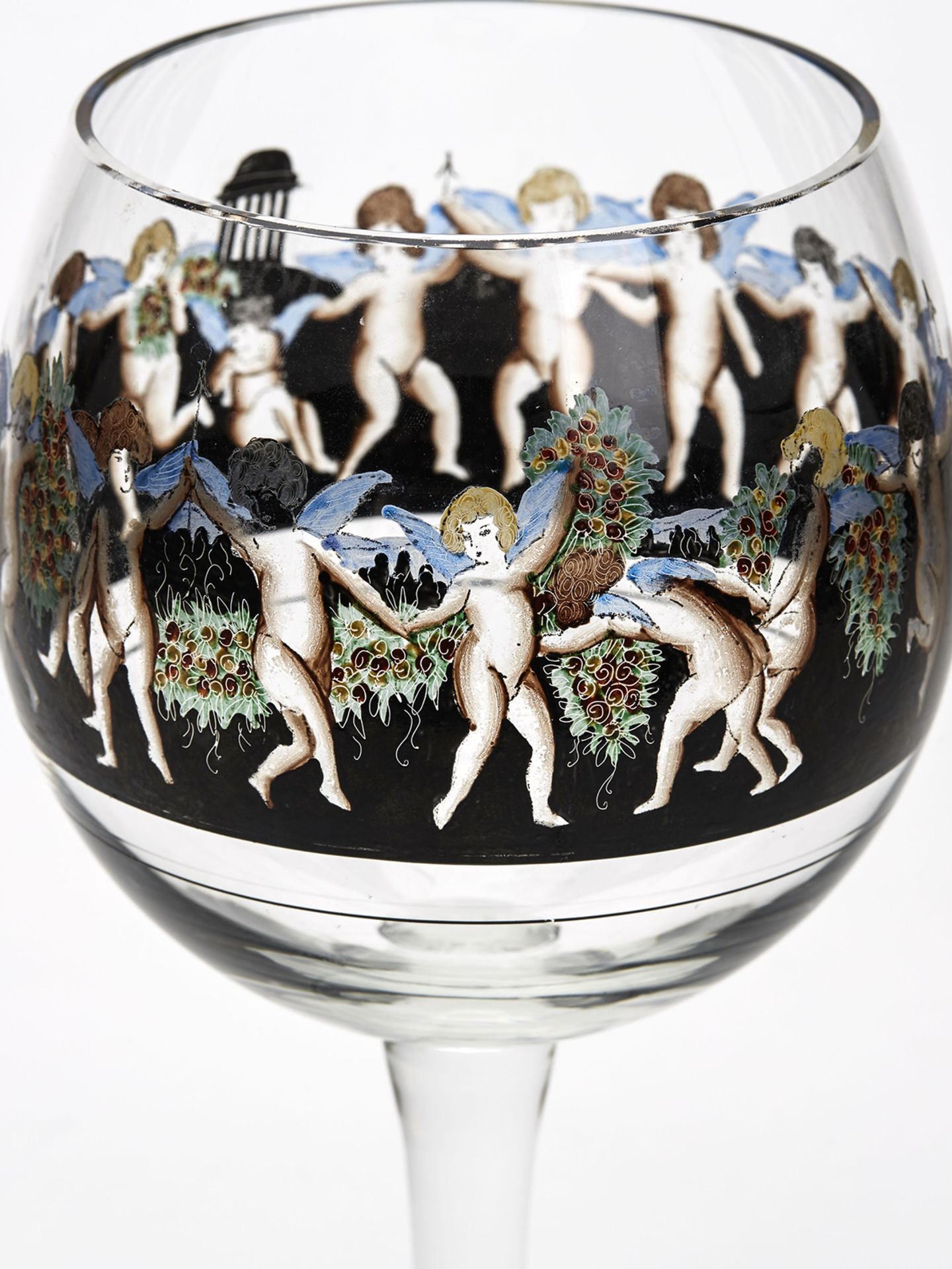 Six Vetri Della Arte Enamelled Glass Goblets 20Th C. - Bild 4 aus 9
