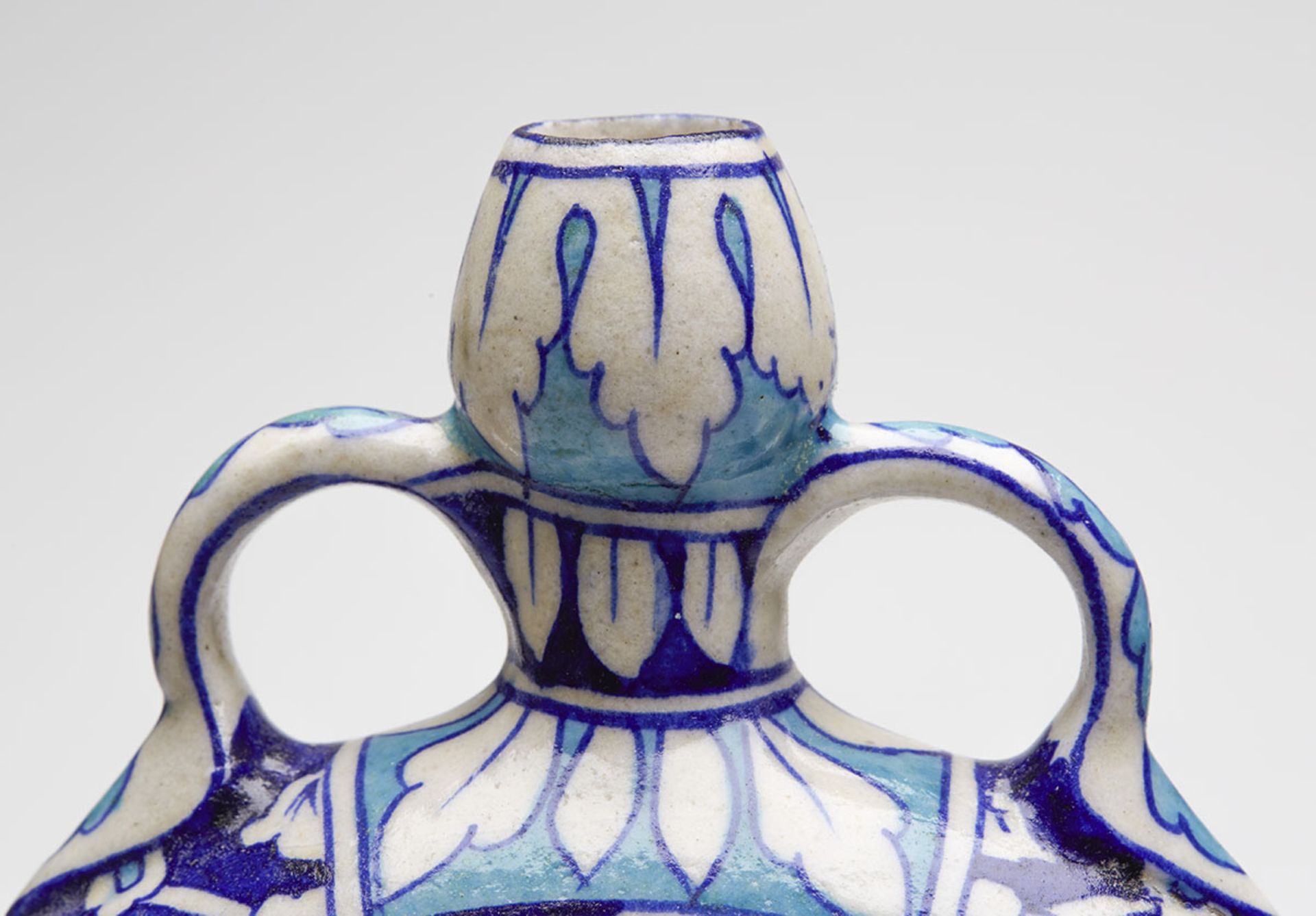 Antique Middle Eastern/Indian Blue & White Moon Vase 19Th C - Bild 7 aus 9
