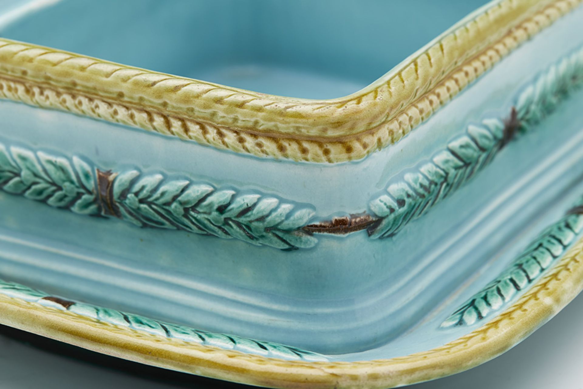 Antique English Majolica Sardine Dish With Fish And Leaves C.1865 - Image 4 of 10