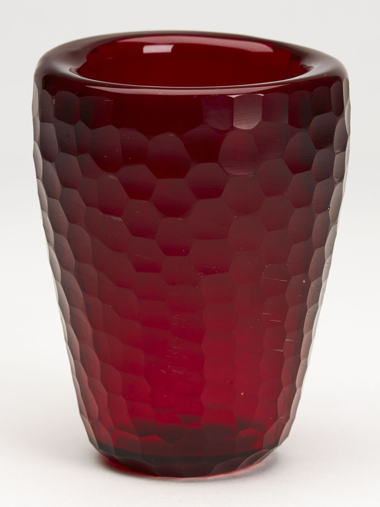 Vintage Murano Red Battuto Venini Art Glass Vase C.1940 - Image 3 of 7