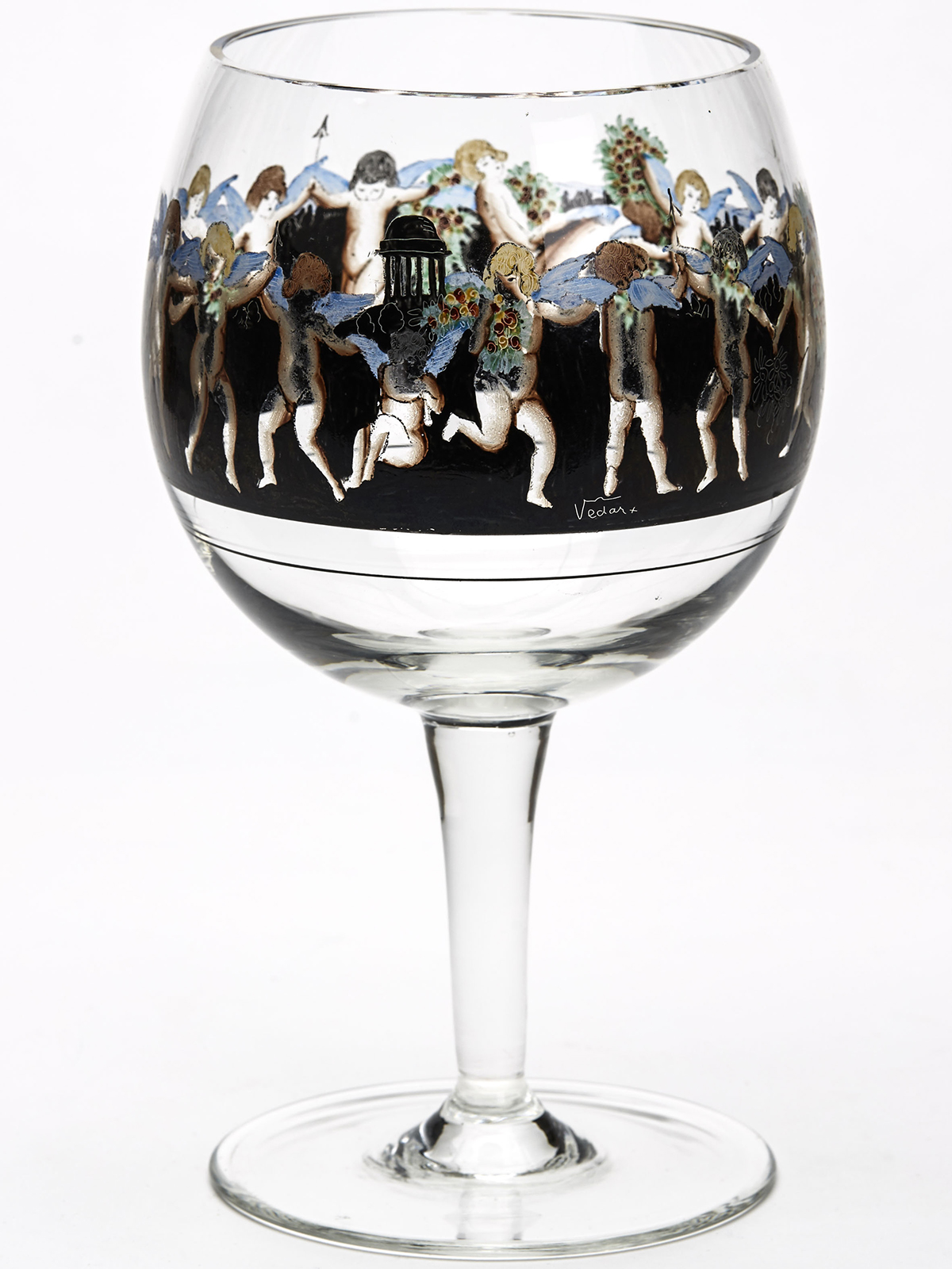 Six Vetri Della Arte Enamelled Glass Goblets 20Th C. - Image 3 of 9