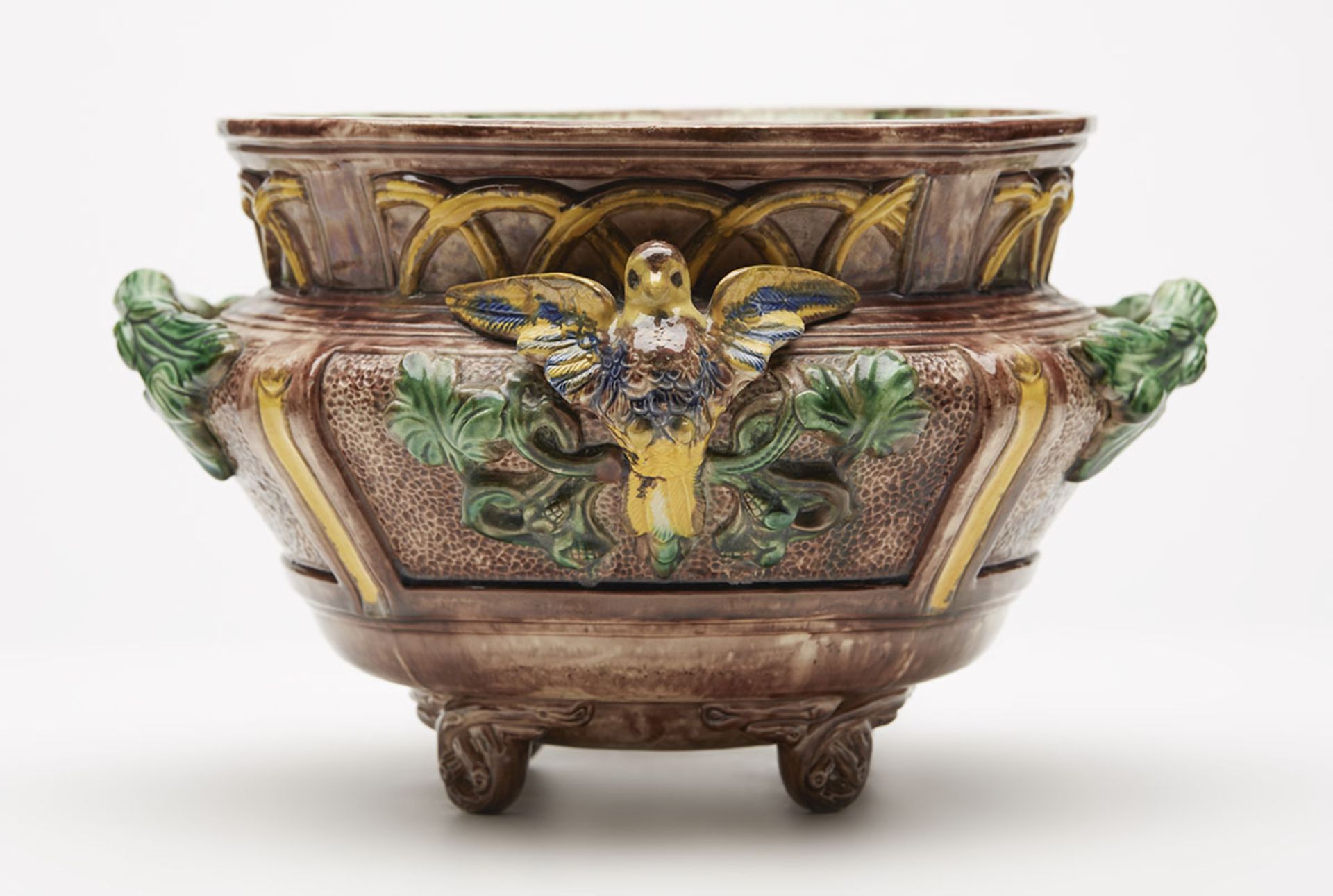 Antique French St Honore Palissy Majolica Planter 19Th C.
