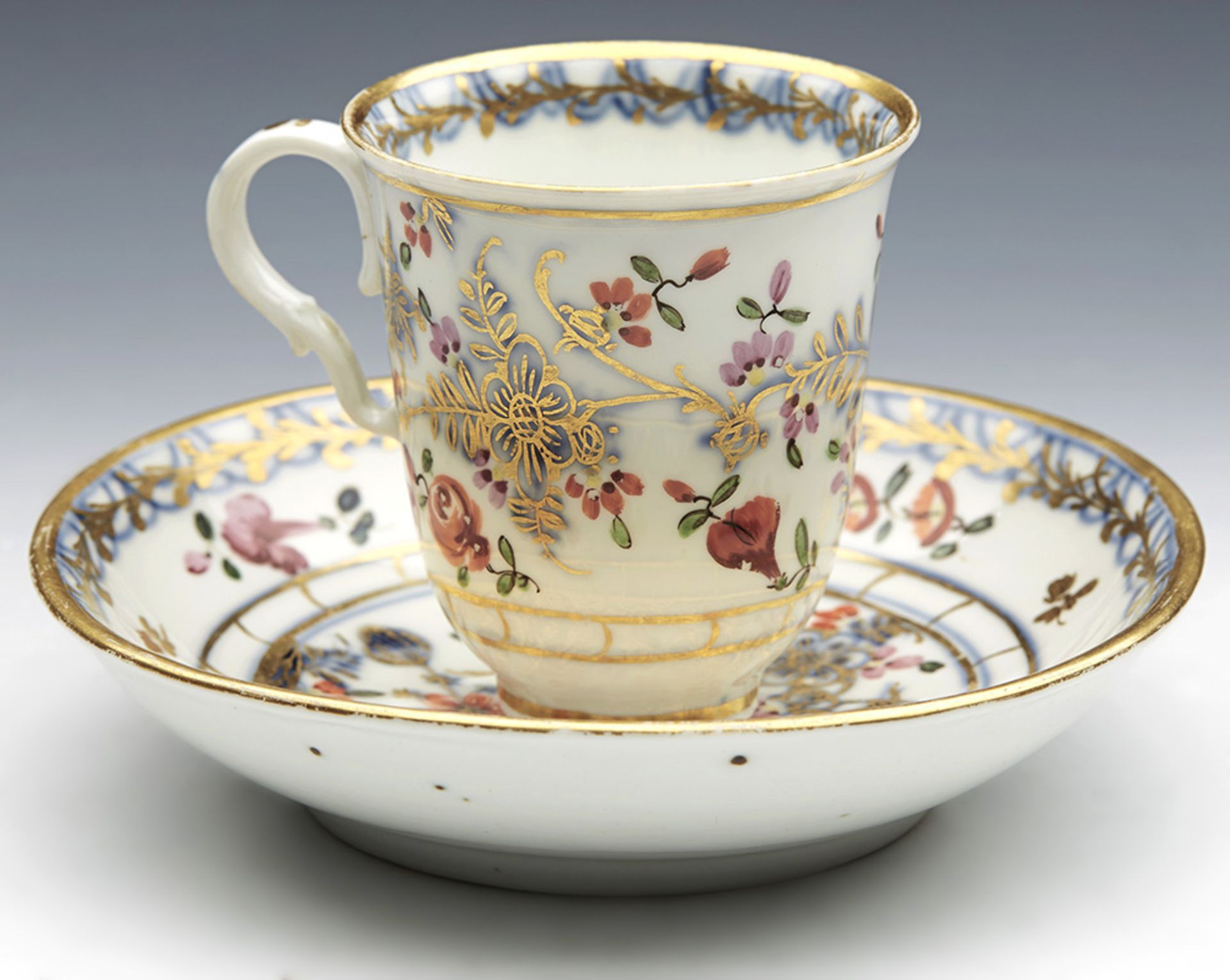 Antique Vienna Floral Decorated Cabinet Cup & Saucer C.1760 - Image 11 of 12