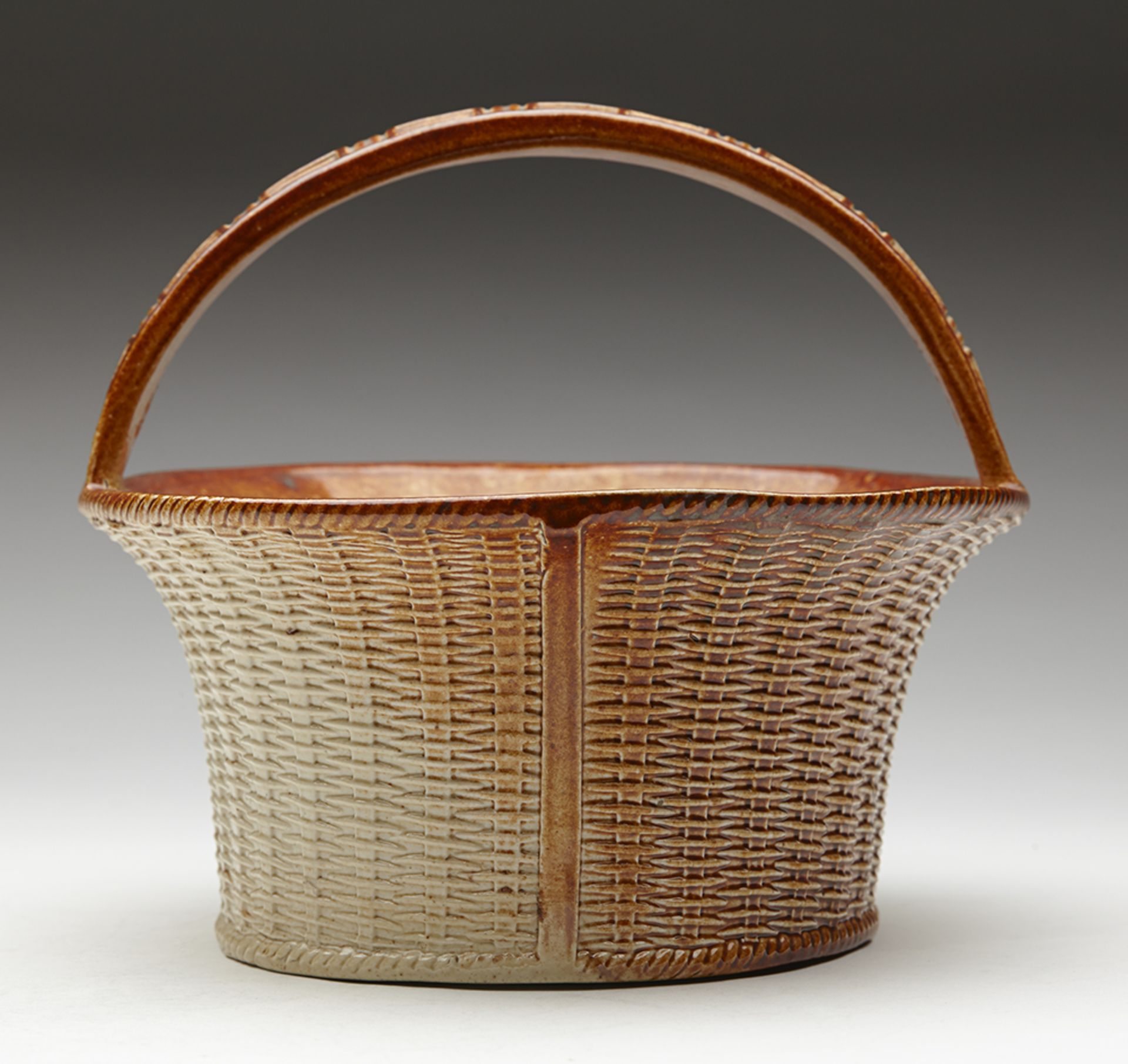 Antique S & H Briddon Brampton Salt Glazed Handled Basket C.1850 - Bild 6 aus 12