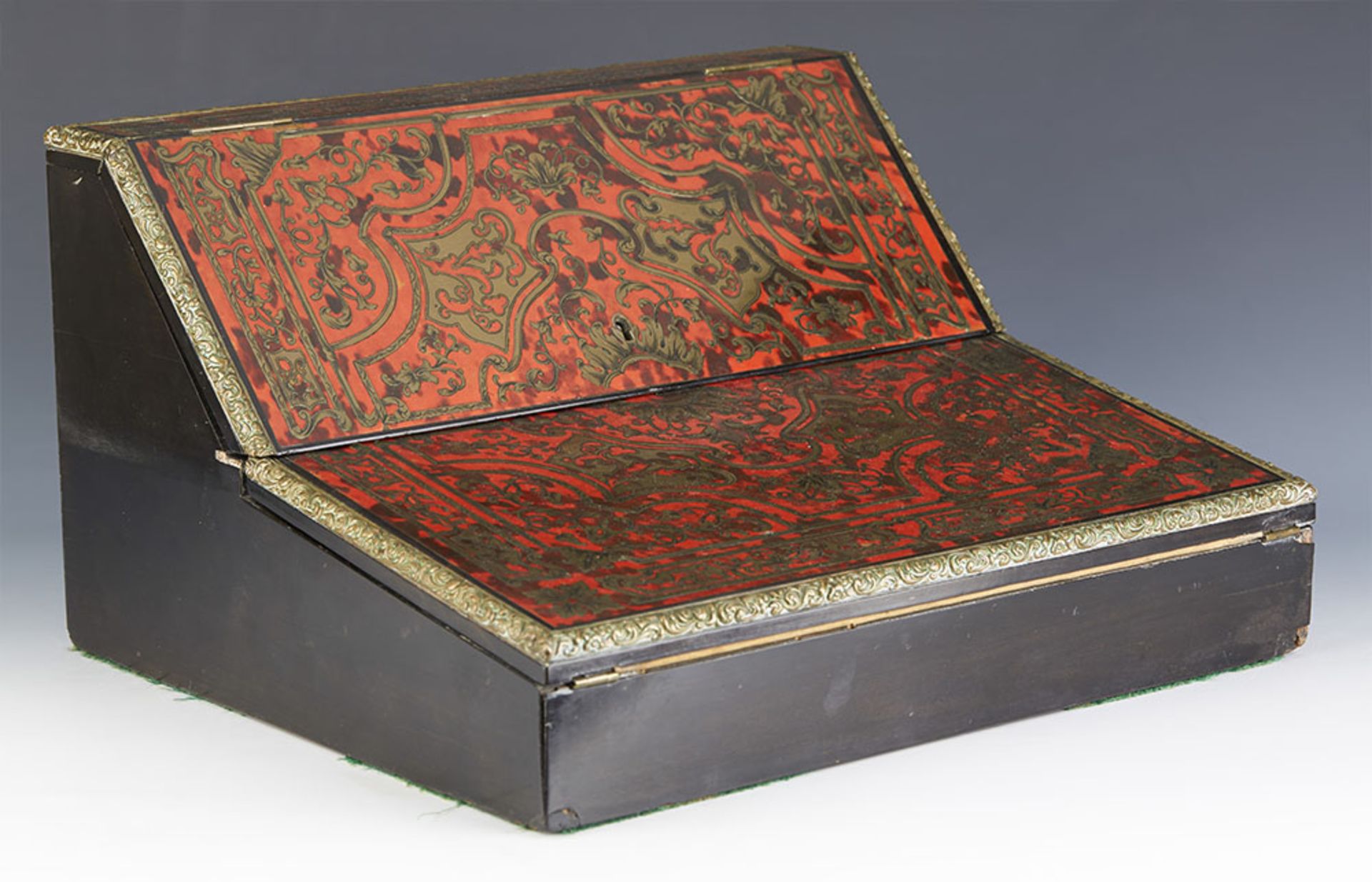 Antique Boulle Marquetry Folding Writing Box 19Th C.