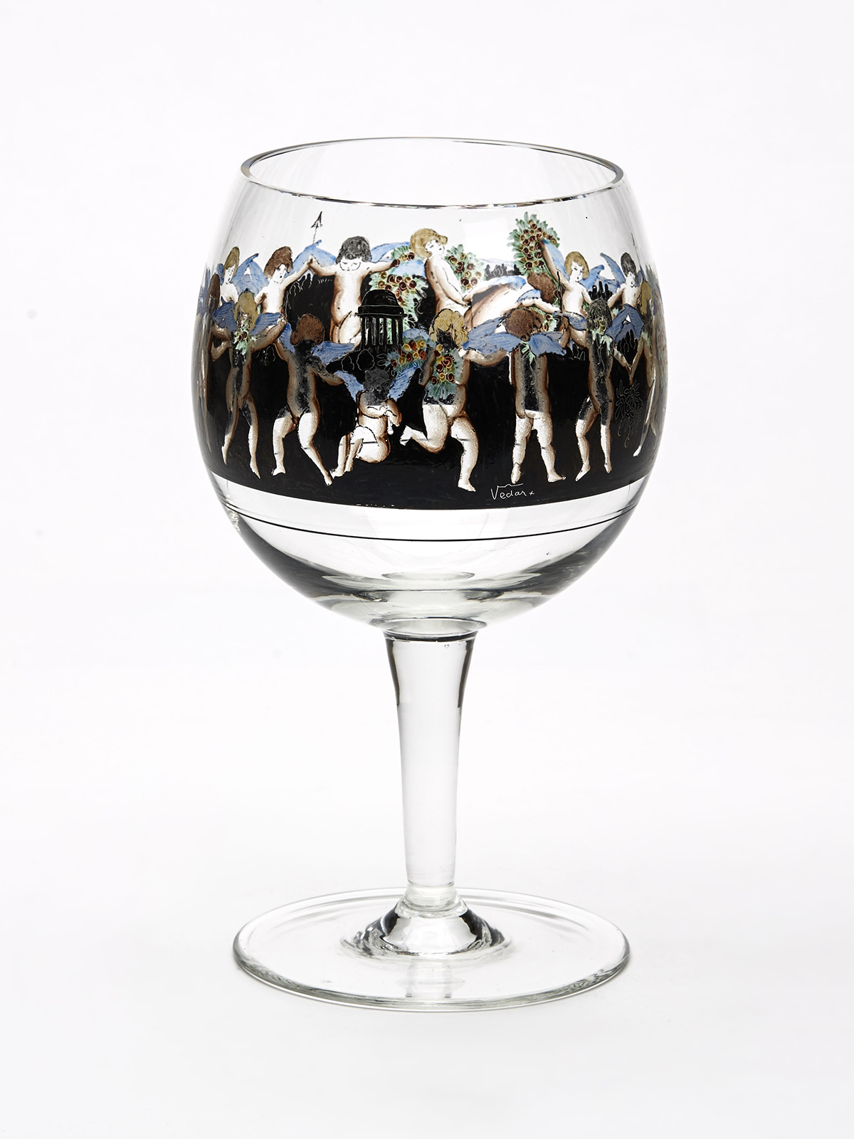 Six Vetri Della Arte Enamelled Glass Goblets 20Th C. - Image 2 of 9