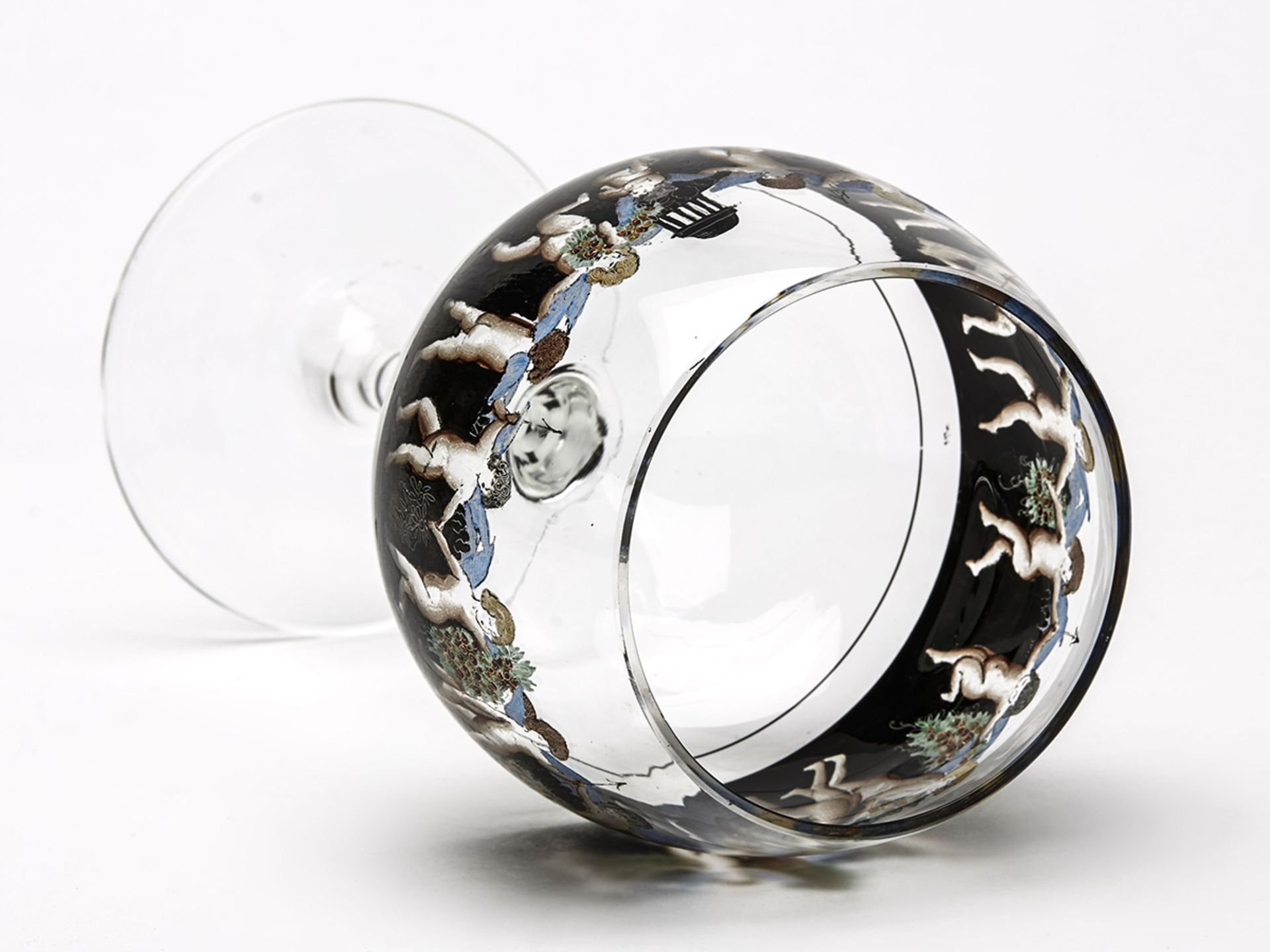 Six Vetri Della Arte Enamelled Glass Goblets 20Th C. - Bild 7 aus 9