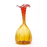 Unusual Amberina Coloured Art Glass Mallet Shaped Vase 20 C