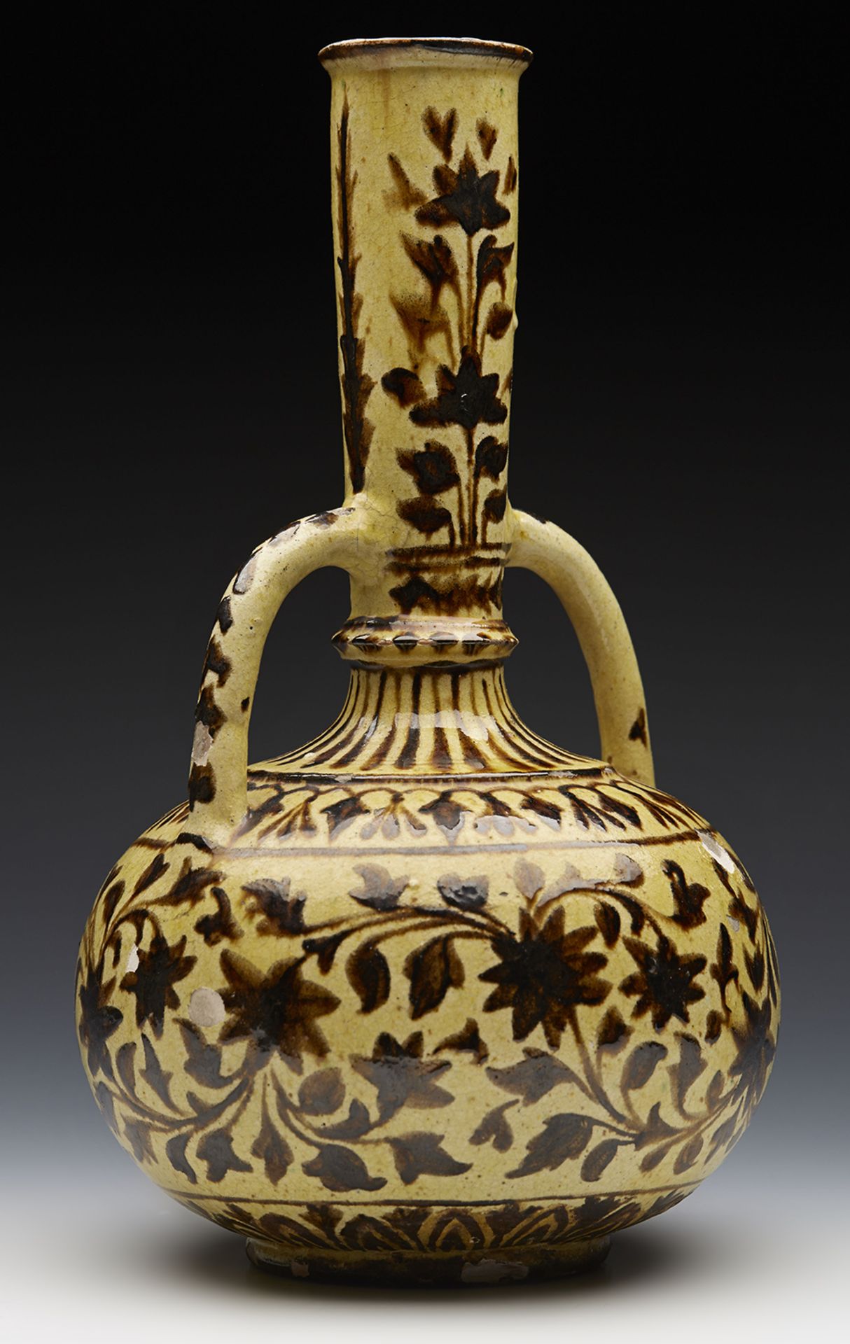 Antique Islamic Possibly Turkish Twin Handled Floral Design Vase 19Th C. - Image 7 of 8