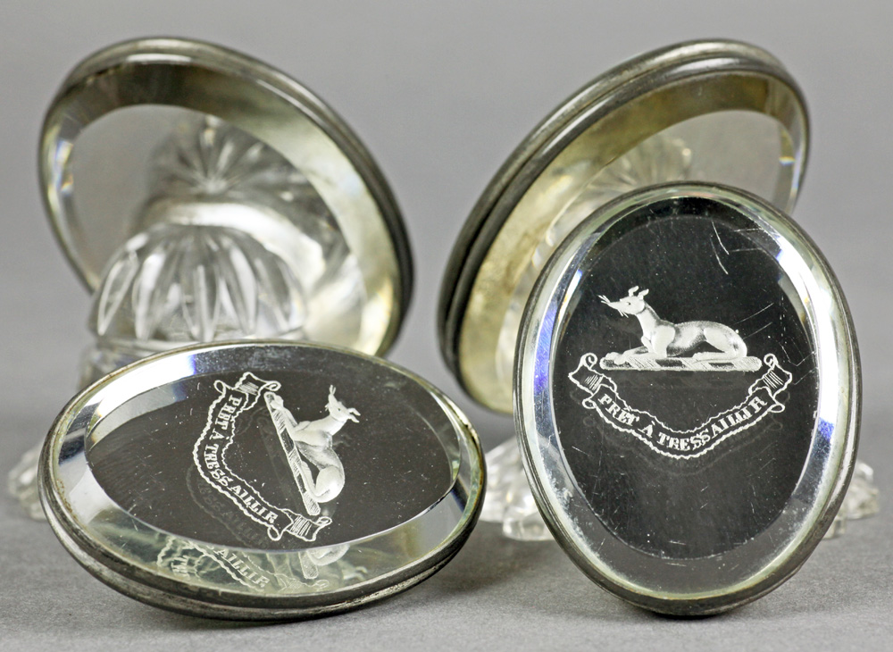 Pair Crested Glass Menu Holders And Place Markers C.1900 - Image 8 of 9