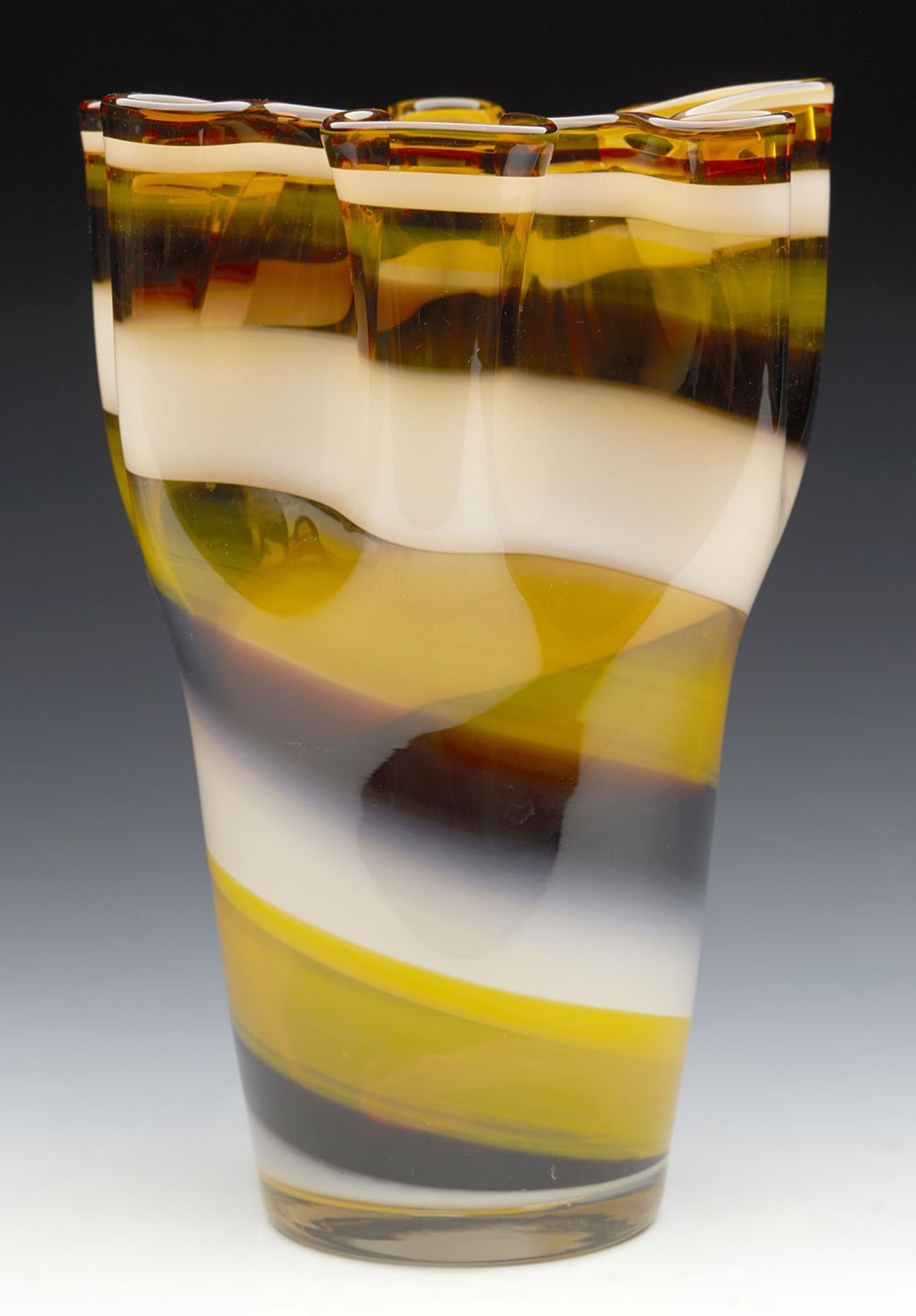 Vintage Italian Art Glass Vase With Fazzoletto Top 20Th C. - Bild 4 aus 9