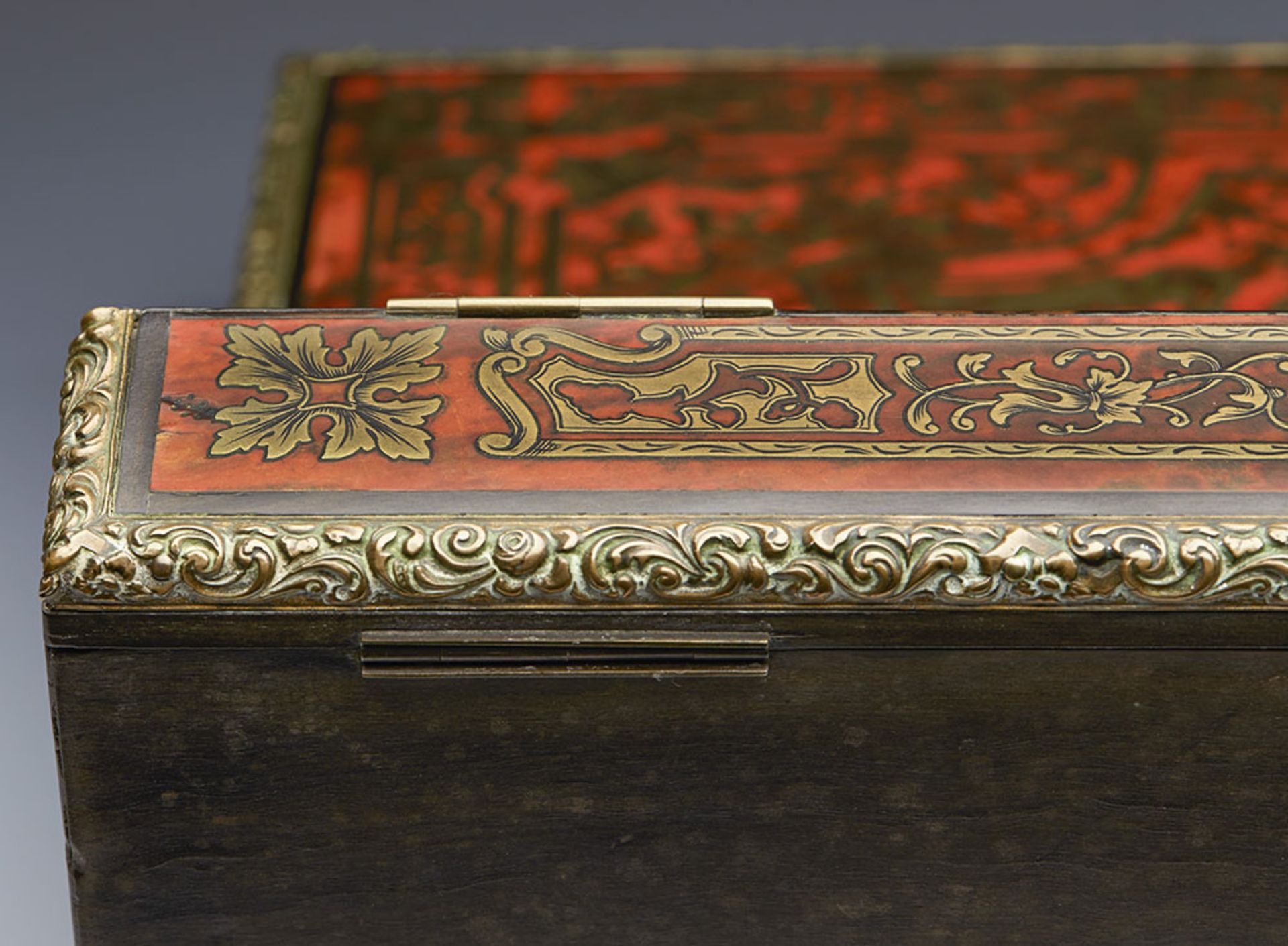 Antique Boulle Marquetry Folding Writing Box 19Th C. - Image 9 of 14