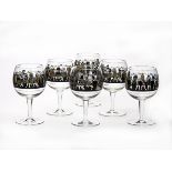 Six Vetri Della Arte Enamelled Glass Goblets 20Th C.