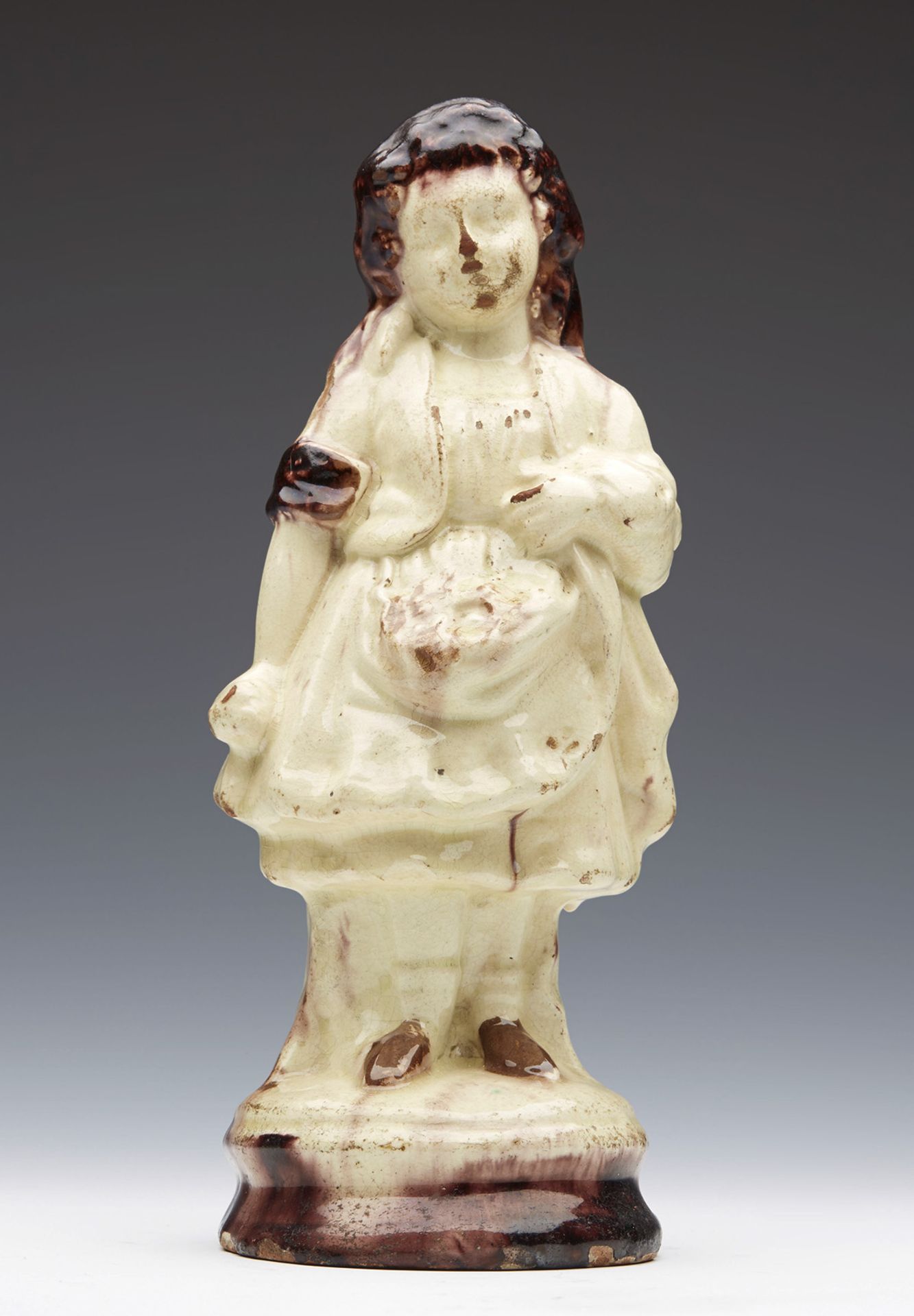Antique Whieldon Glazed Girl Figure 18/19Th C.