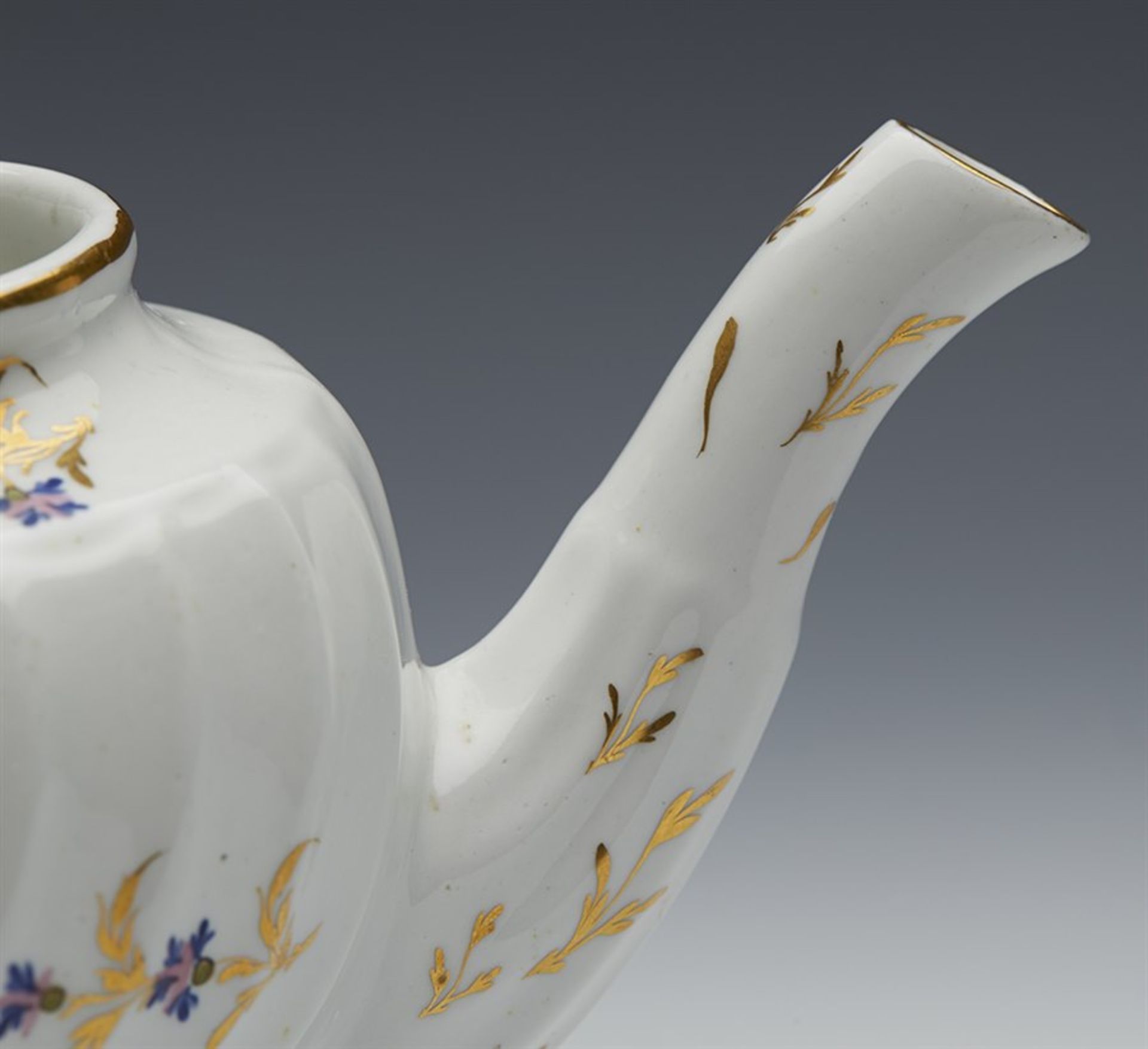 Antique Flight Worcester Ribbed Design Teapot With Floral Sprigs C.1790 - Image 11 of 12