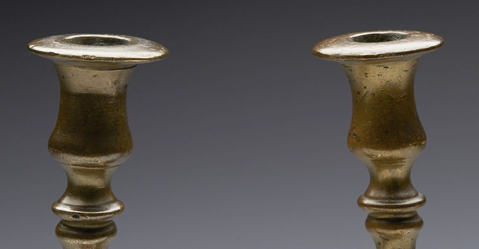 Pair Antique Spanish Bronze Candlesticks 18Th C. - Image 8 of 12