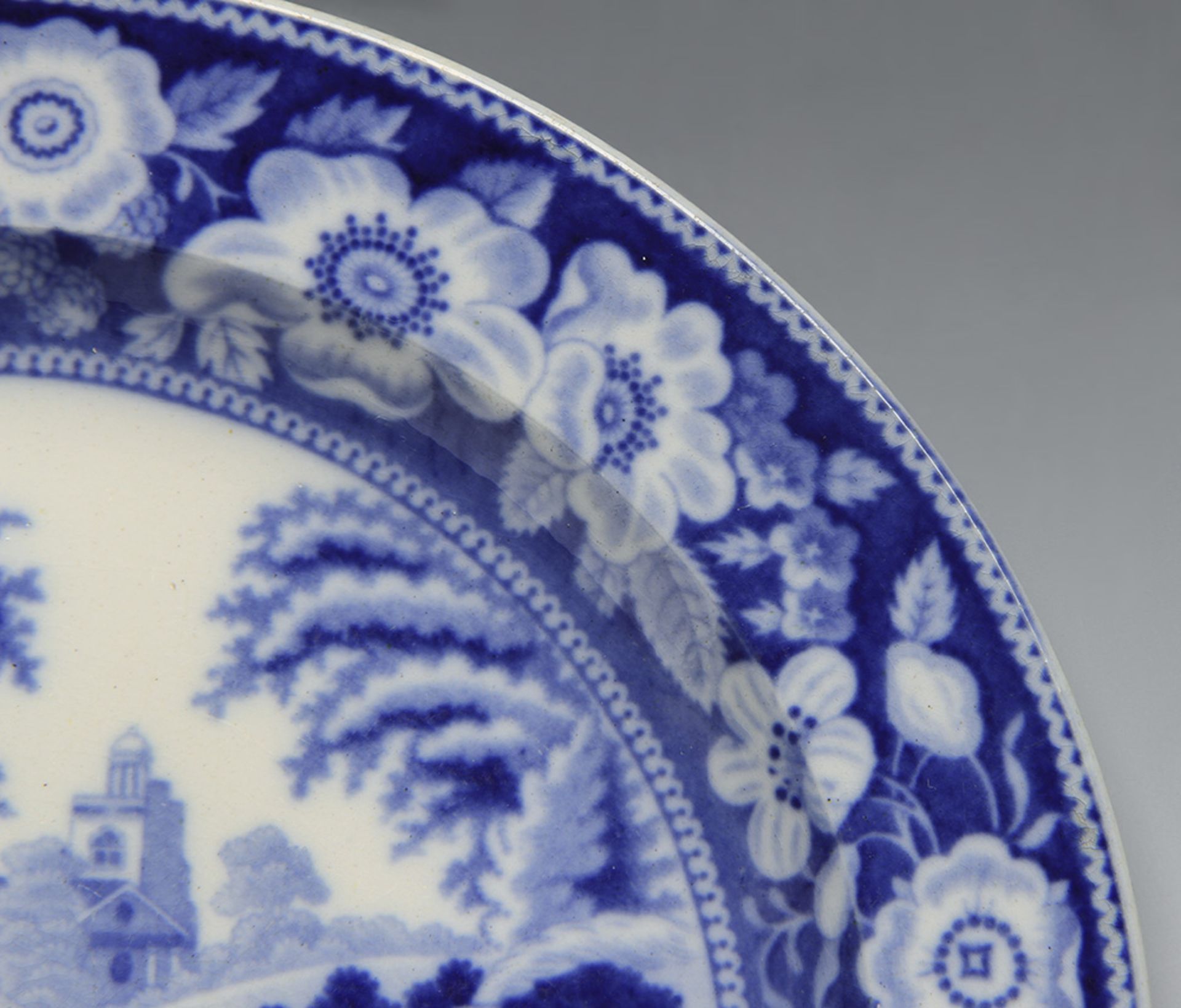 Antique Staffordshire Wild Rose Blue & White Plate C.1830 - Image 7 of 8