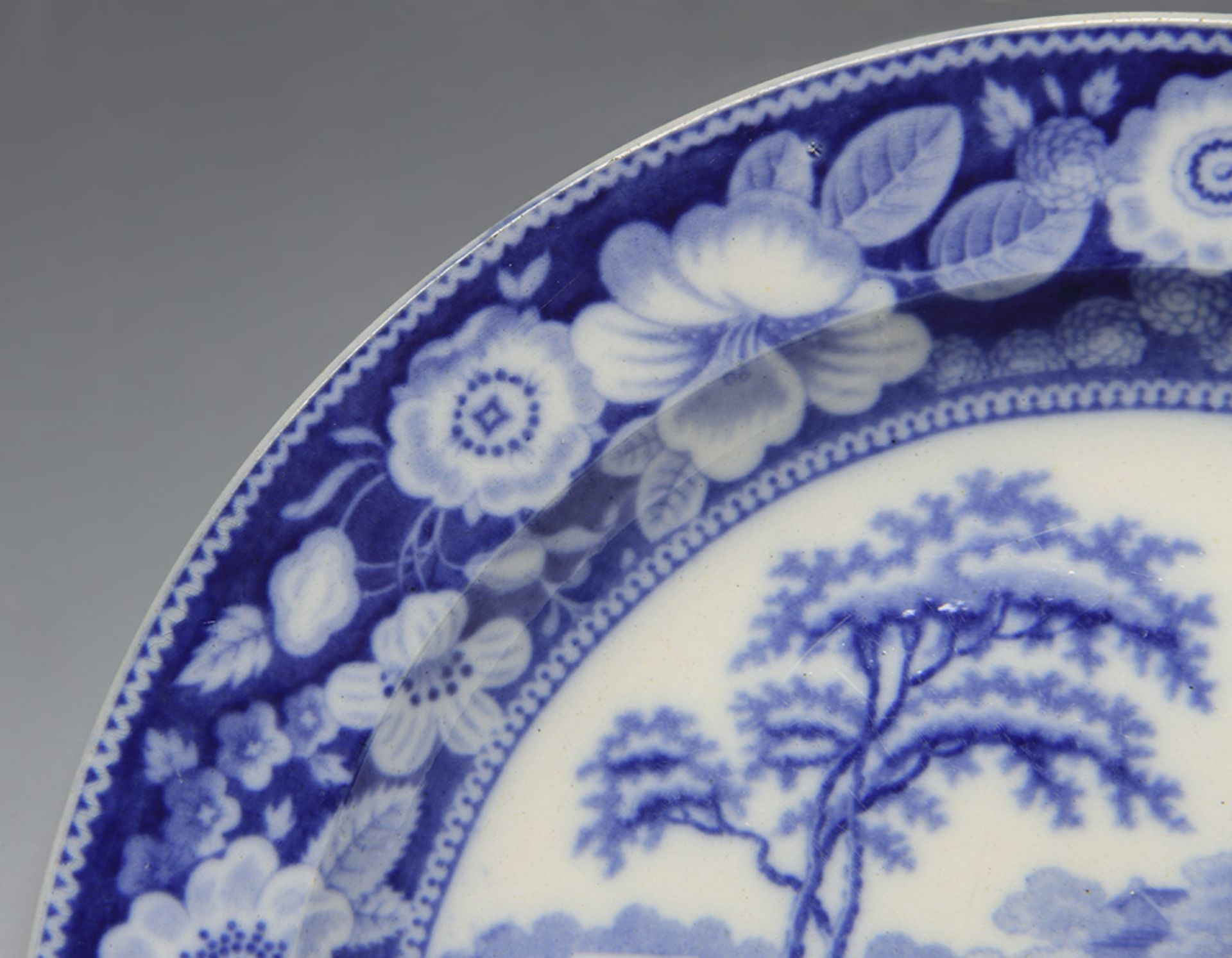 Antique Staffordshire Wild Rose Blue & White Plate C.1830 - Image 3 of 8