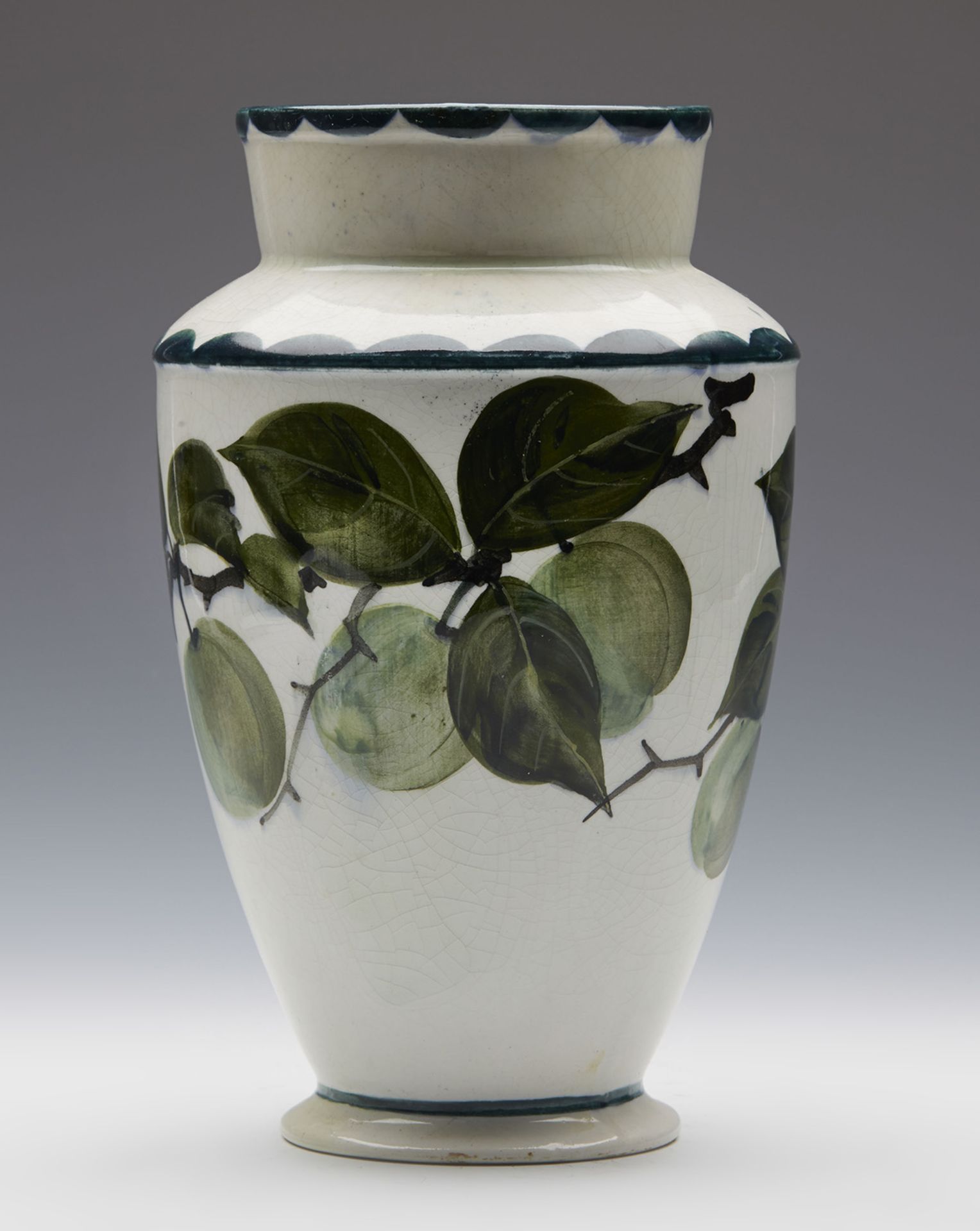 Antique Greengage Painted Vase C.1900