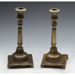 Pair Antique Spanish Bronze Candlesticks 18Th C.