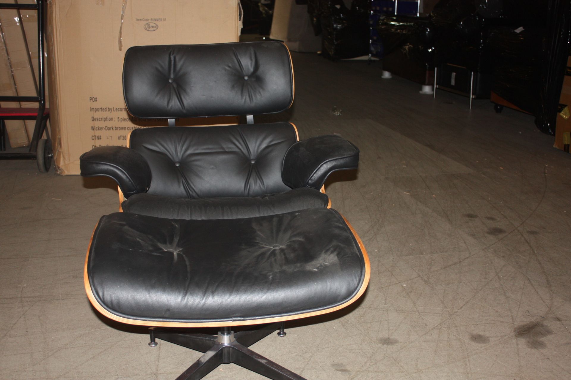 Leather Lounge Chair & Foot Stool - Image 2 of 6