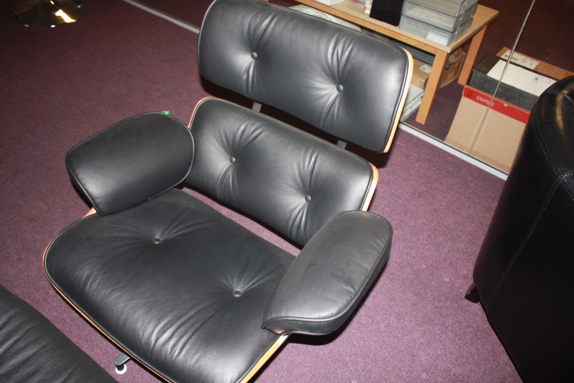 Leather Lounge Chair & Foot Stool - Image 4 of 6