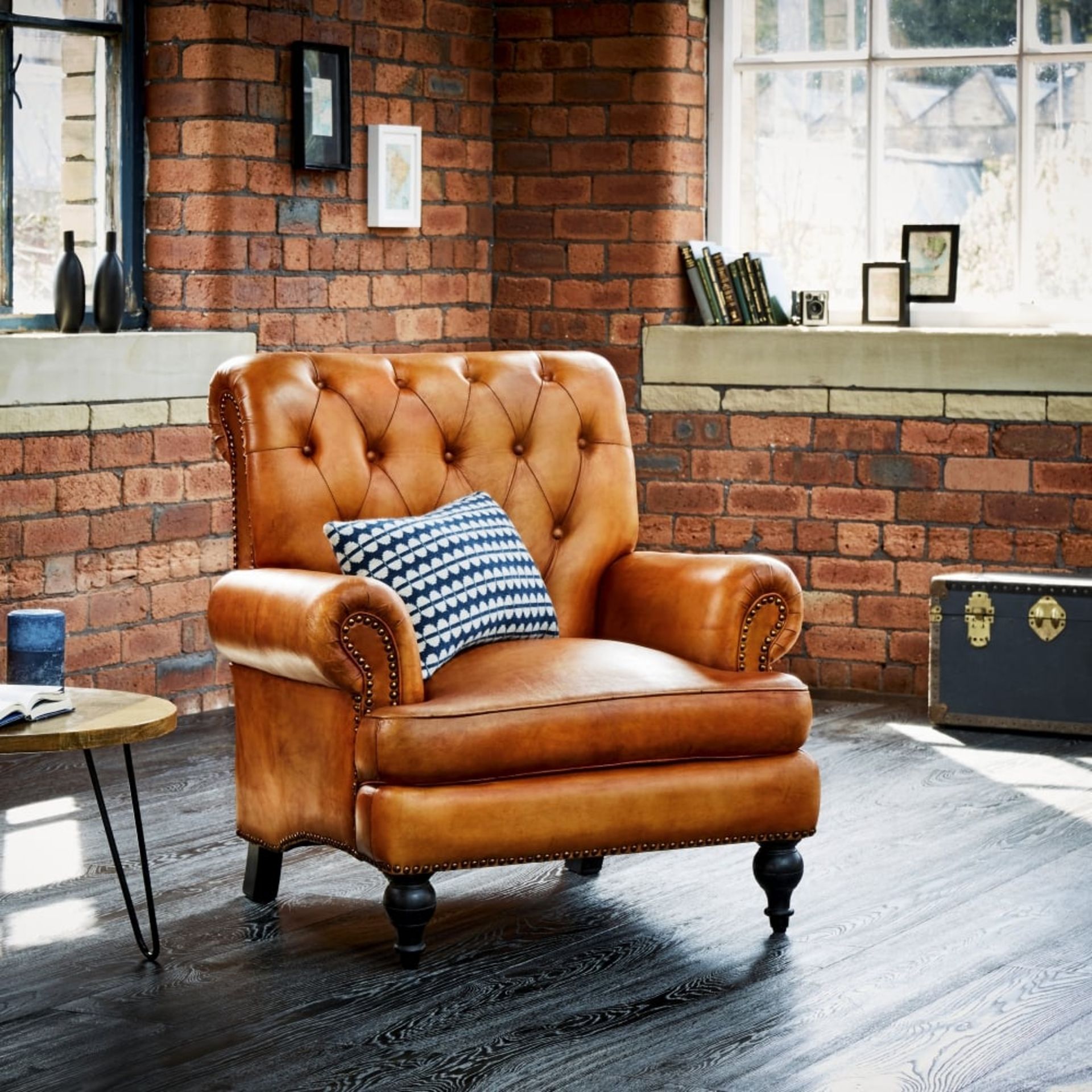 Story High Back Leather Armchair