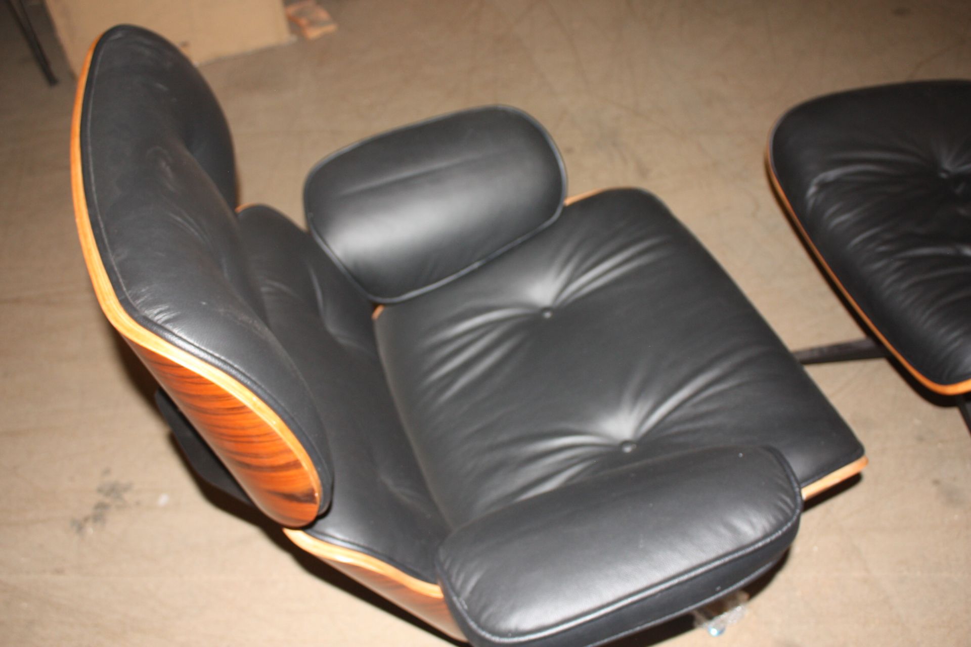 Leather Lounge Chair & Foot Stool - Image 3 of 6