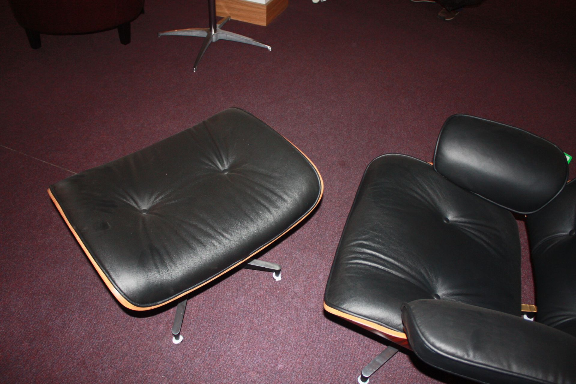 Leather Lounge Chair & Foot Stool - Image 2 of 6