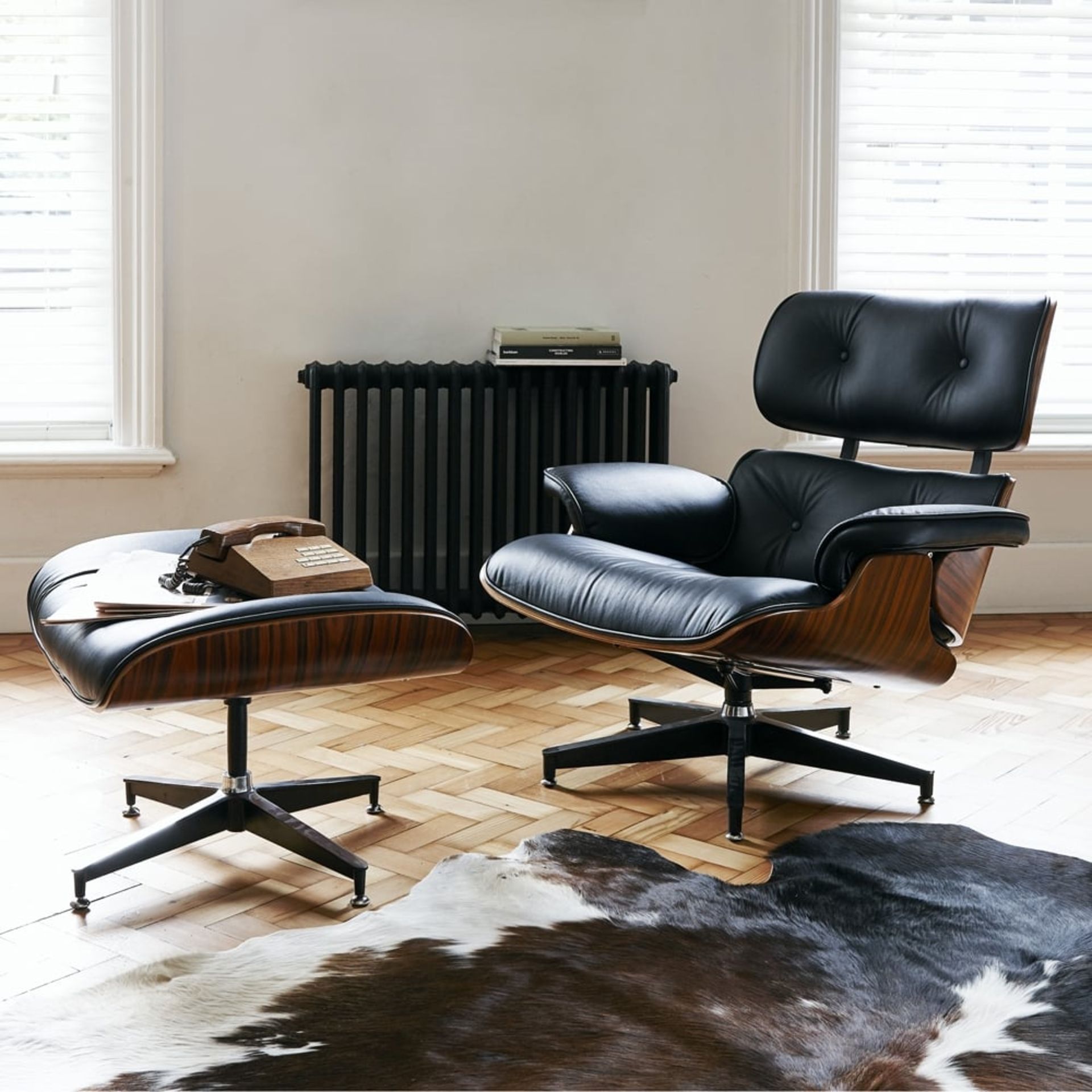 Leather Lounge Chair & Foot Stool