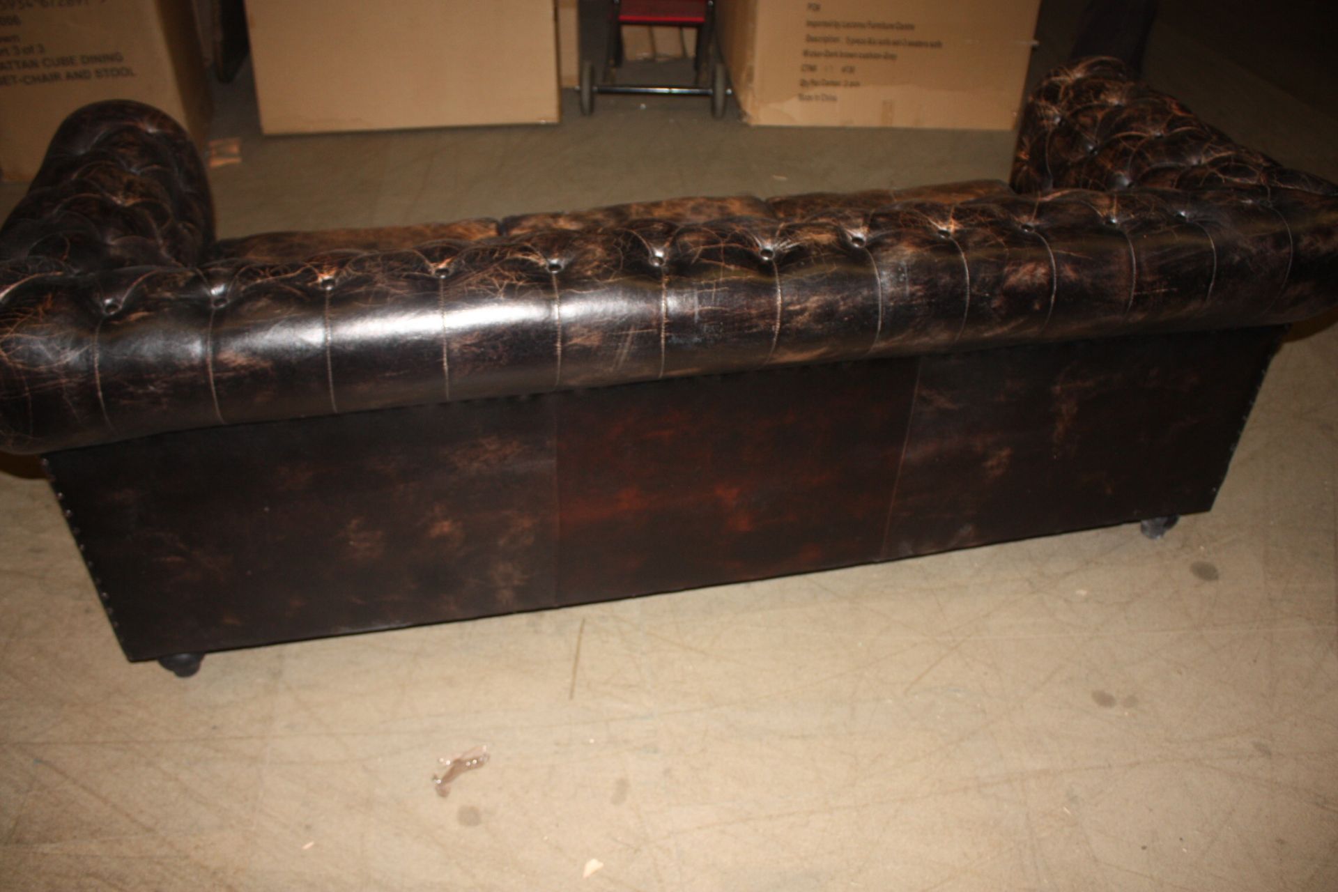 Shoreditch Leather Chesterfield 3-Seater Sofa Handmade - Brown - Image 3 of 6