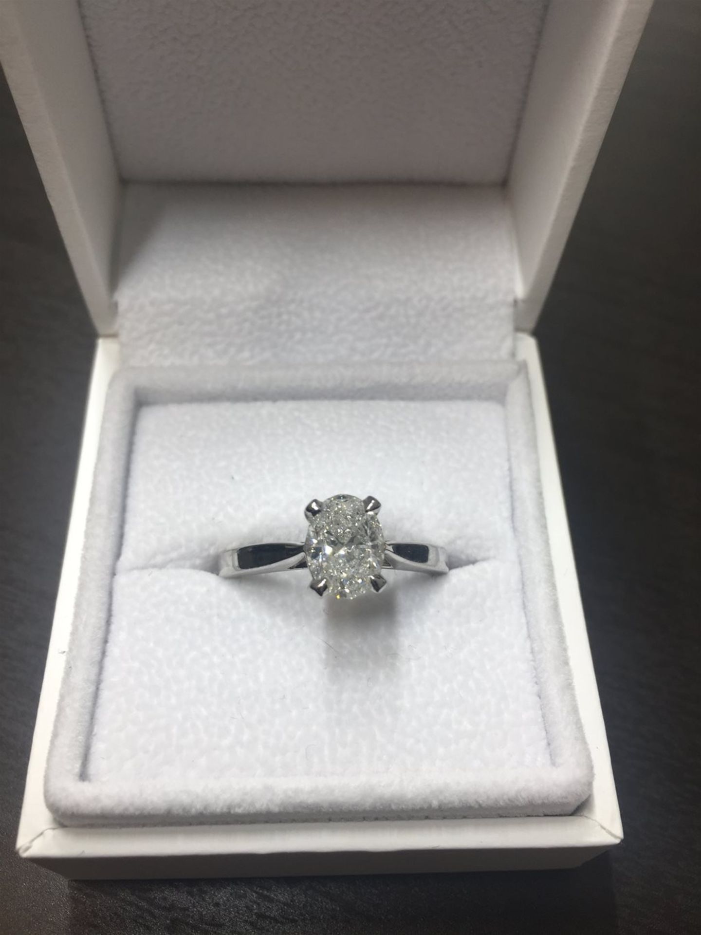 1.20ct diamond solitaire ring set with an oval cut diamond. F colour, si2 clarity.4 claw setting - Image 2 of 5