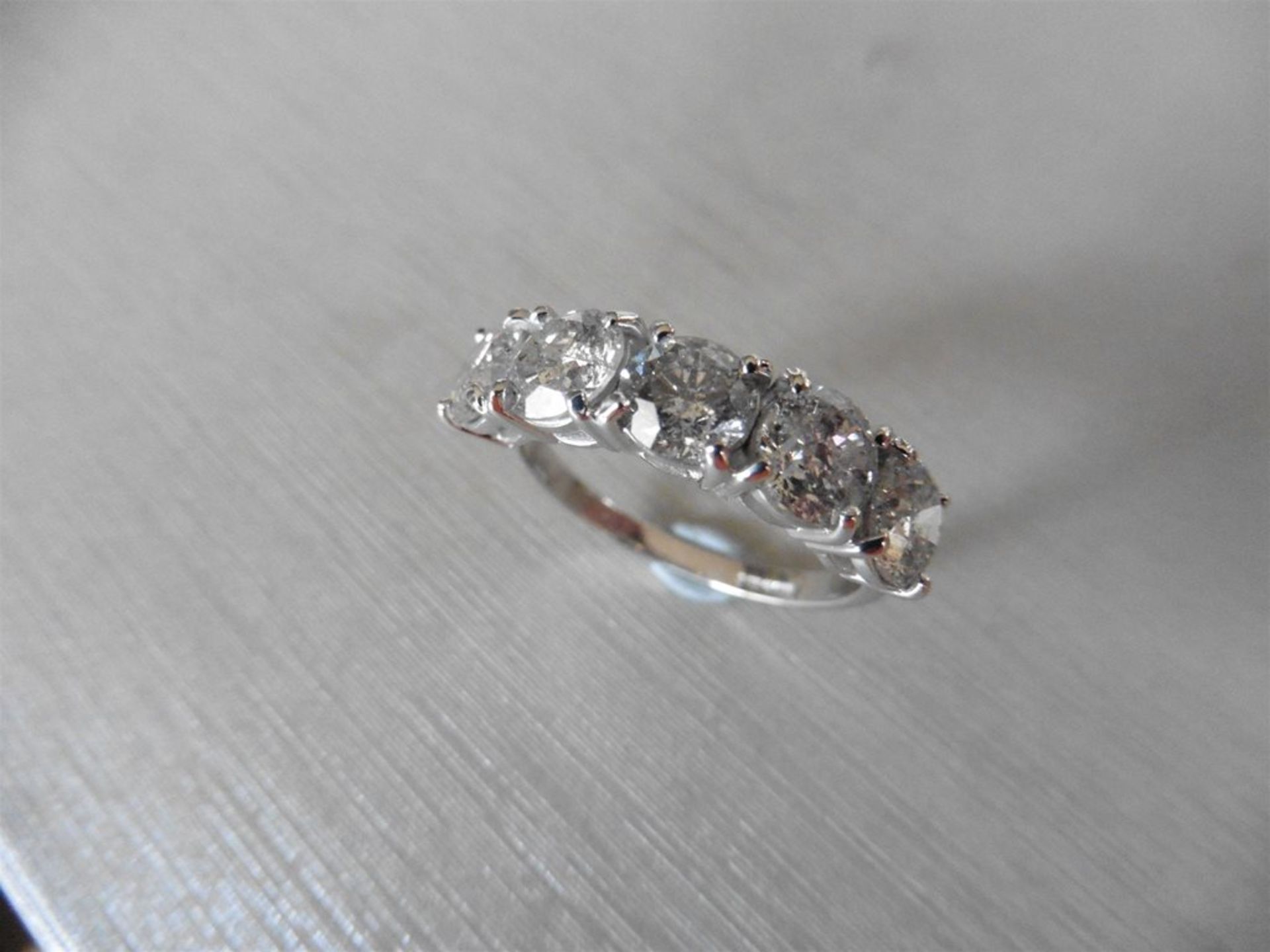 2.50ct Diamond 5 stone ring set with 5 brilliant cut diamonds, I/J colour, i1 clarity. Four claw se - Image 2 of 3