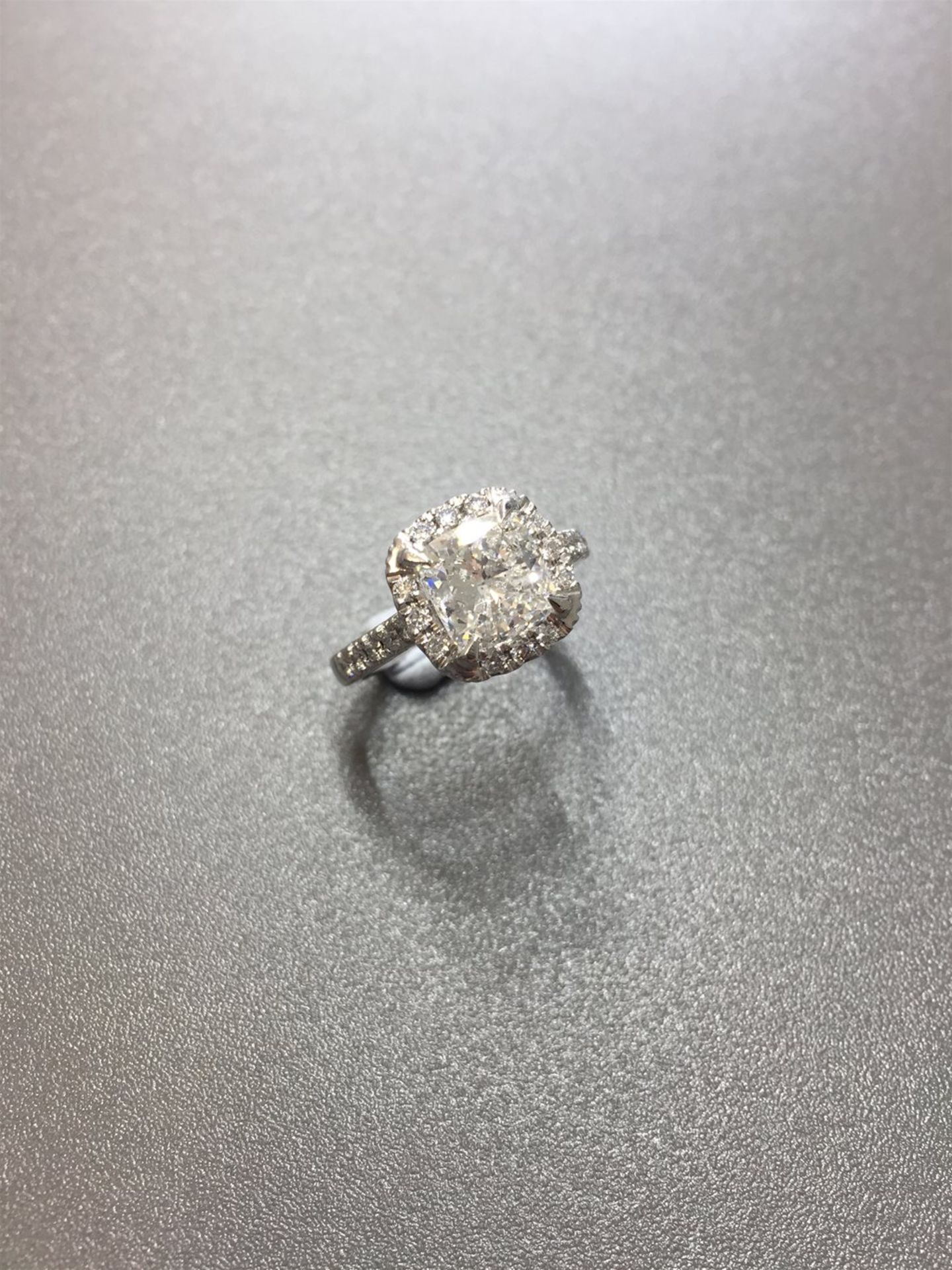 2.11ct diamond set solitaire with a cushion cut diamond, E colour Si1 clarity. Set in platinum - Image 2 of 5